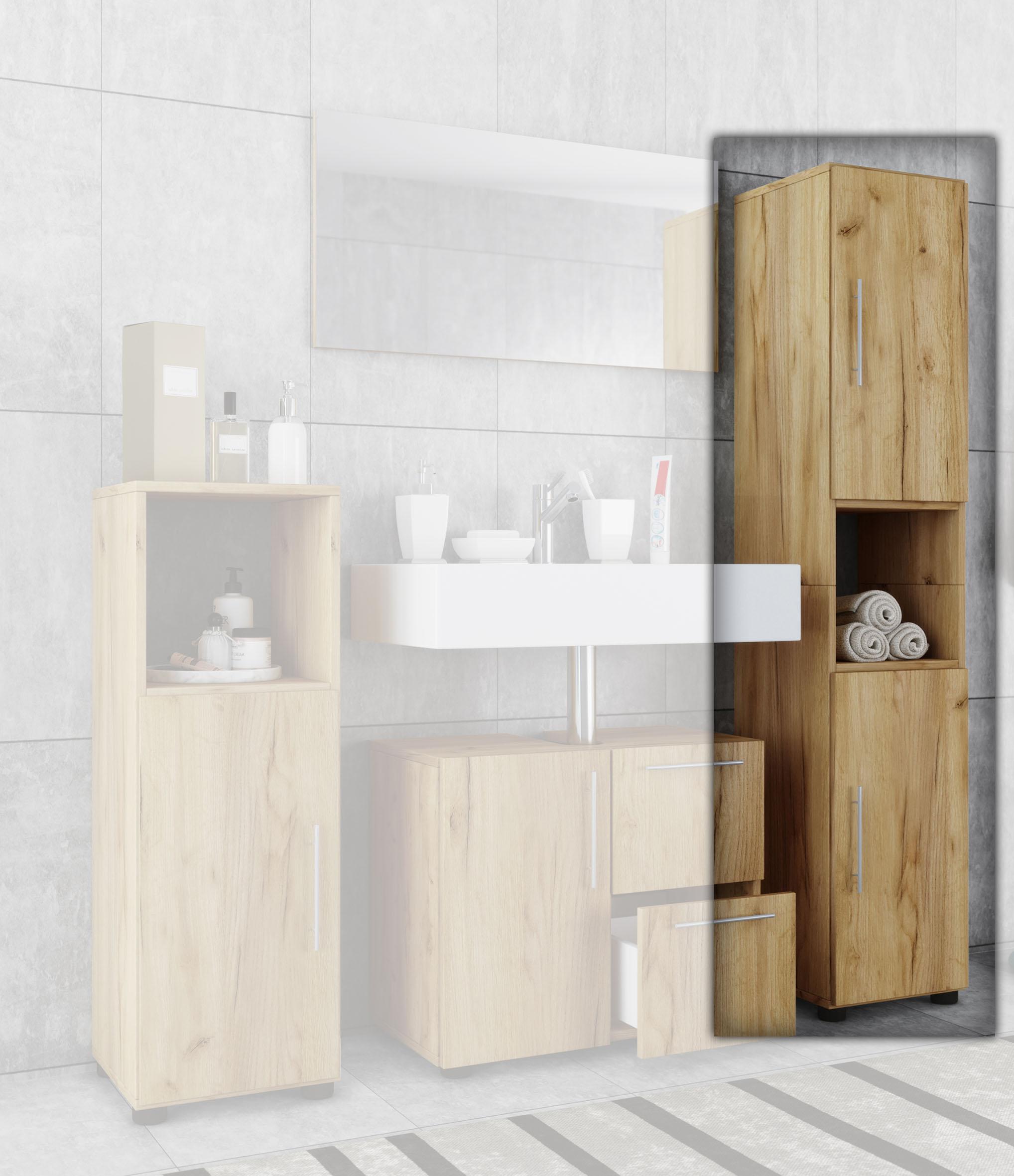 Hochschrank Flandu B: 31 cm Eiche Dekor - Eichefarben/Honig, Basics, Holzwerkstoff (31/160/30cm) - MID.YOU