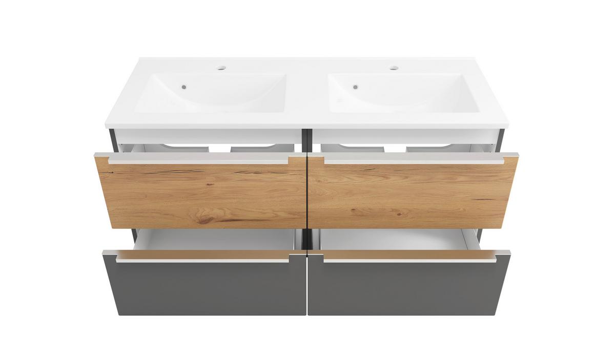 WASCHTISCHKOMBI Verona Grau/Wildeiche B: 120cm - Wildeiche/Weiß, Trend, Holzwerkstoff/Stein (120/54/47cm) - Held