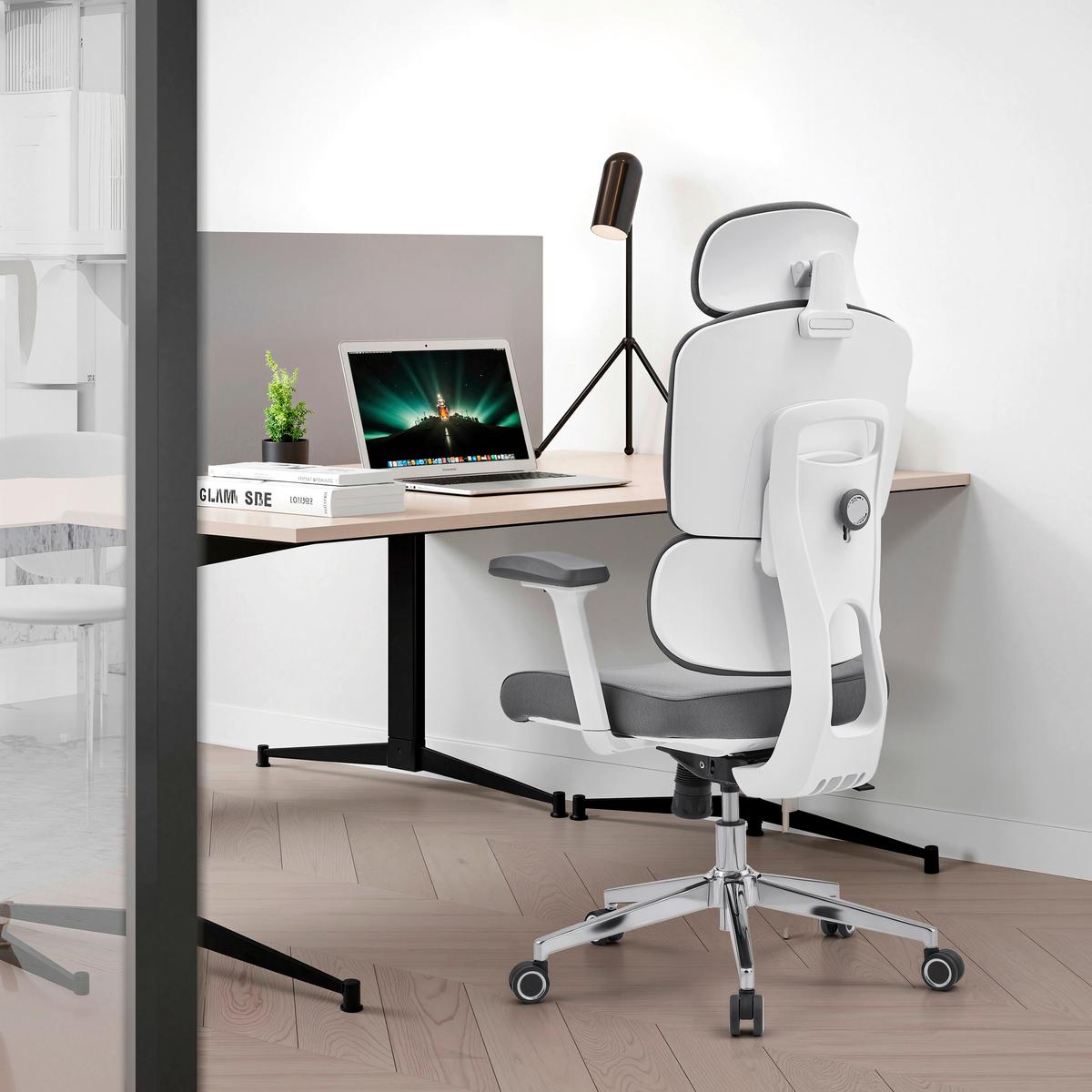 DREHSTUHL Ergomy Grau B: 68cm - Silberfarben/Weiß, MODERN, Kunststoff/Textil (68/132/67cm) - MID.YOU