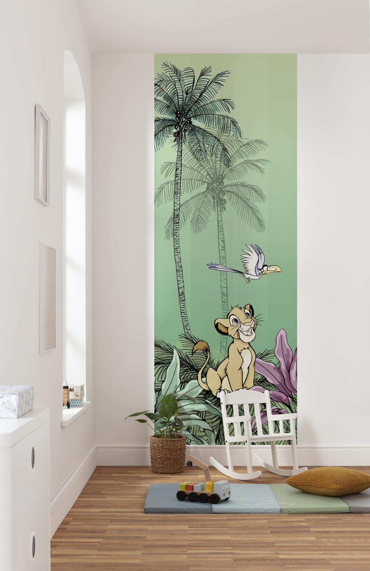 Fototapete Jungle Simba - Grün, Trend, Textil (100/280cm)