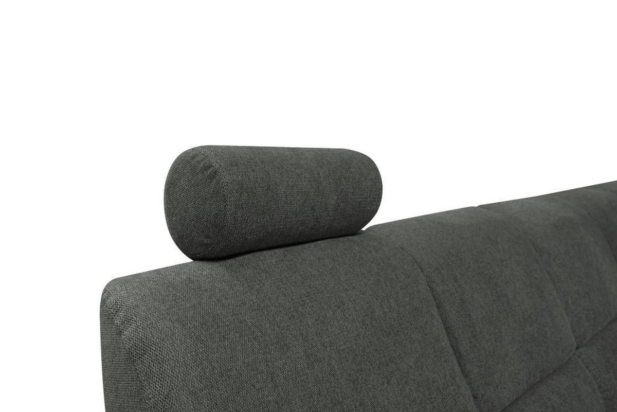 Sedačka MARSYLIA, pravá, antracit.velur, s relax.rohem - černá/barvy stříbra, Design, kov/dřevo (270/216cm) - MID.YOU