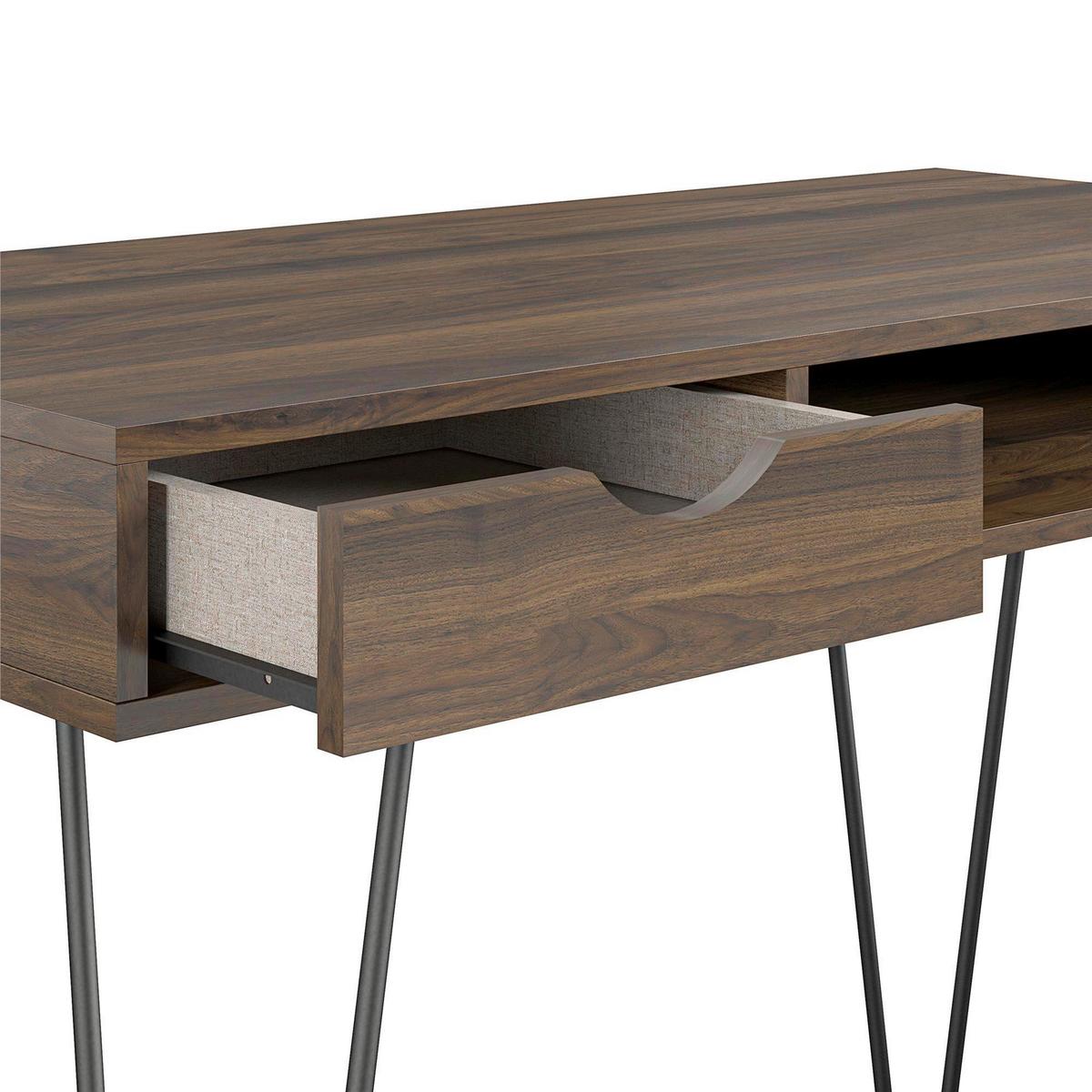 Schreibtisch Concord Walnussfarben Dekor L: 104cm - Walnussfarben/Schwarz, Design, Holzwerkstoff/Metall (104/77/49cm) - MID.YOU