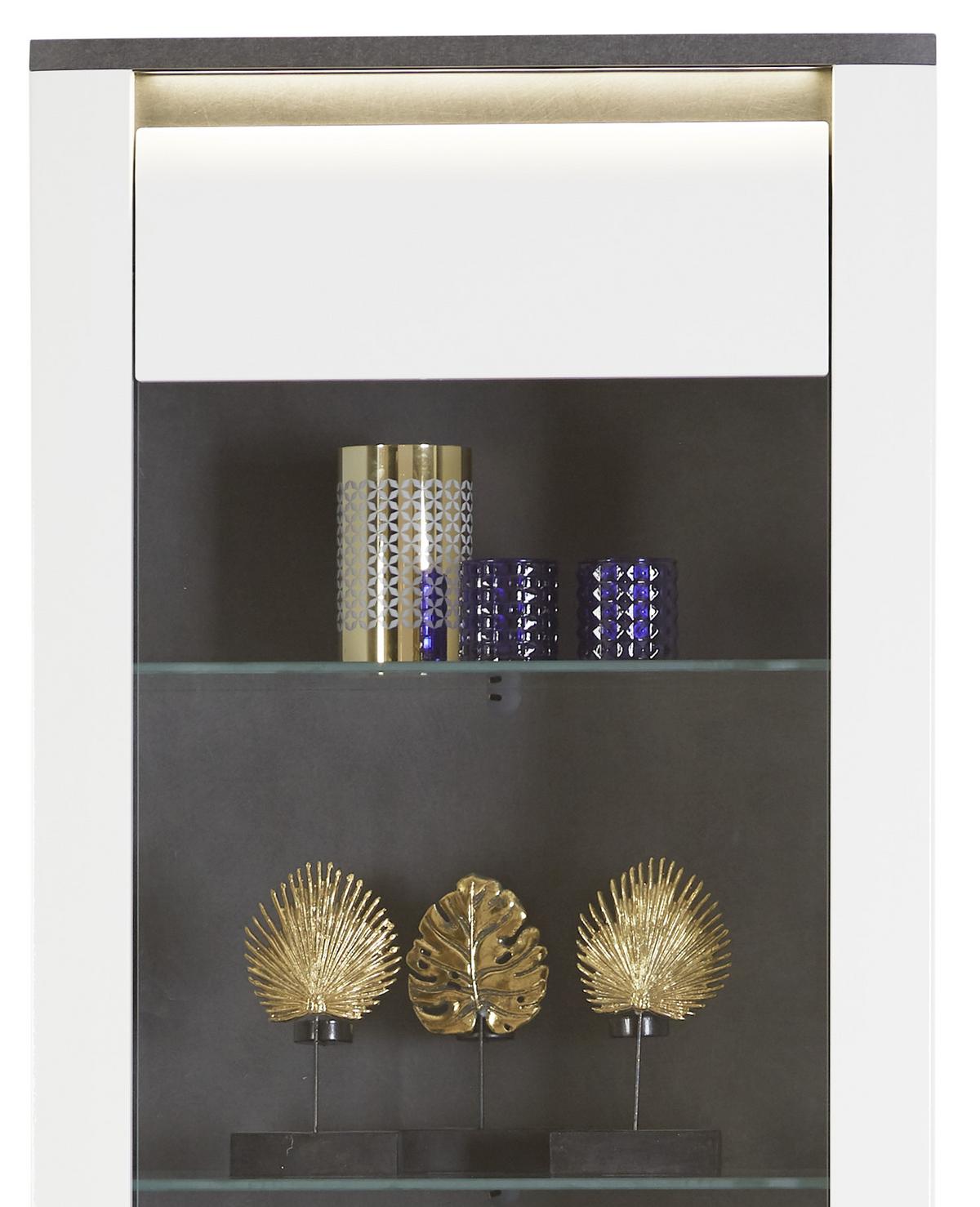 Vitrin Alassio - grafitszürke/fehér, Modern, faalapú anyag/Üveg (61,7/200/37,5cm) - Luca Bessoni