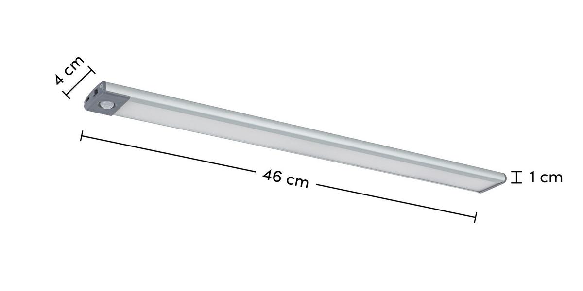 PODSVĚTLENÍ UNTI - šedá/barvy stříbra, Moderní, kov/plast (46/4/1cm) - Mömax
