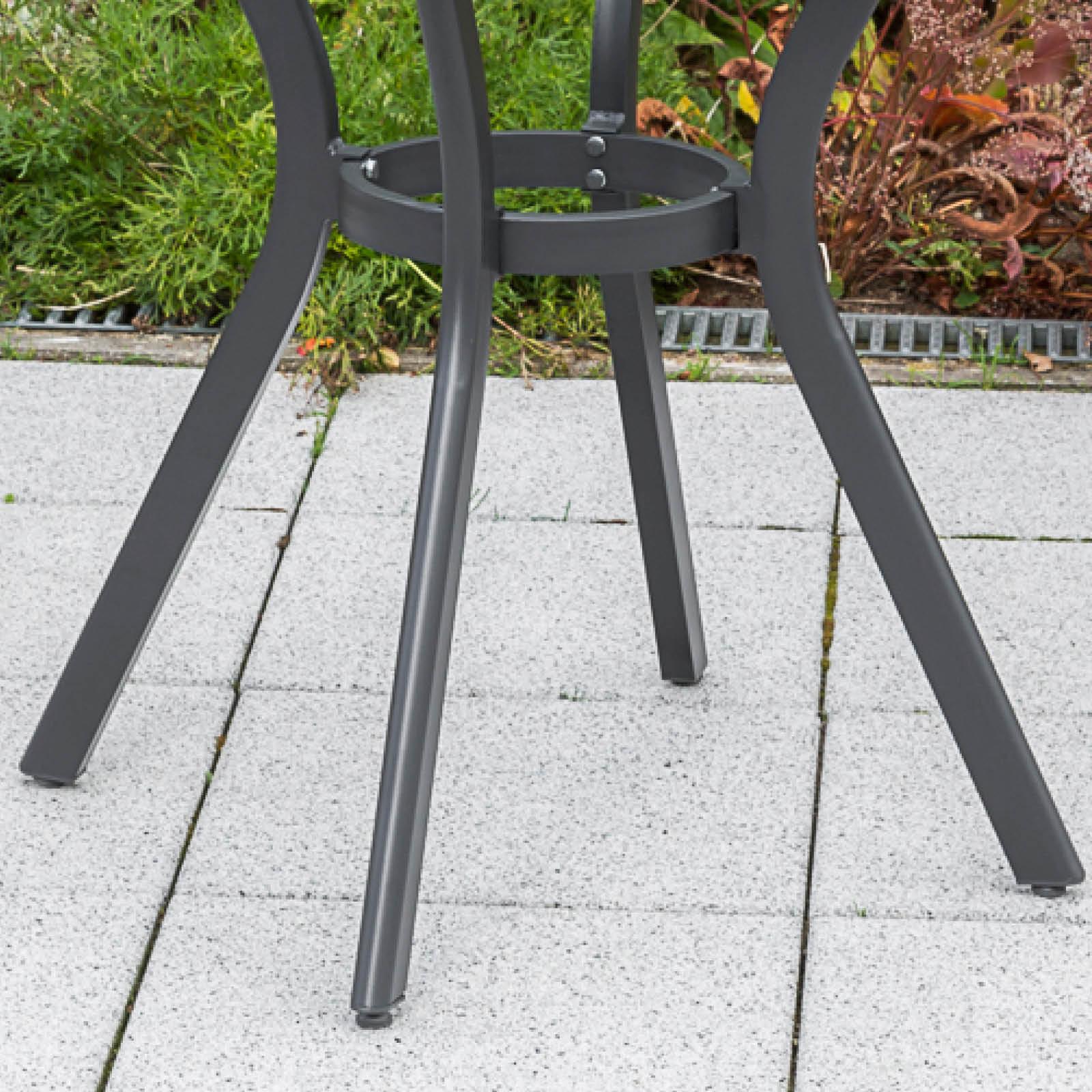 Gartentisch rund RAVENNA aus Metall/Glas in Schwarz Milieu Detail