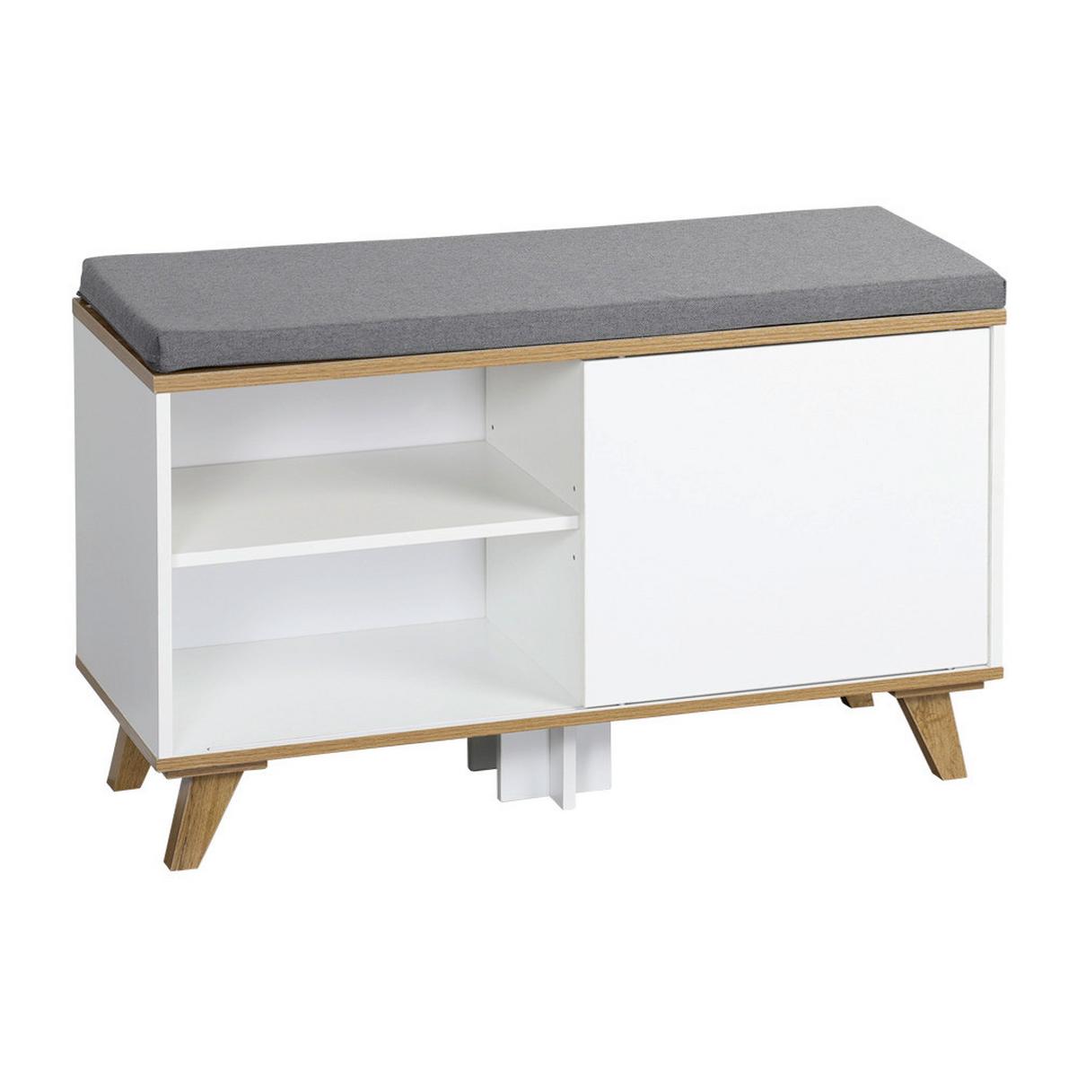 GARDEROBENBANK Grau/Weiß B: 30cm - Eichefarben/Weiß, Basics, Holzwerkstoff/Textil (30/48/77cm) - Kesper