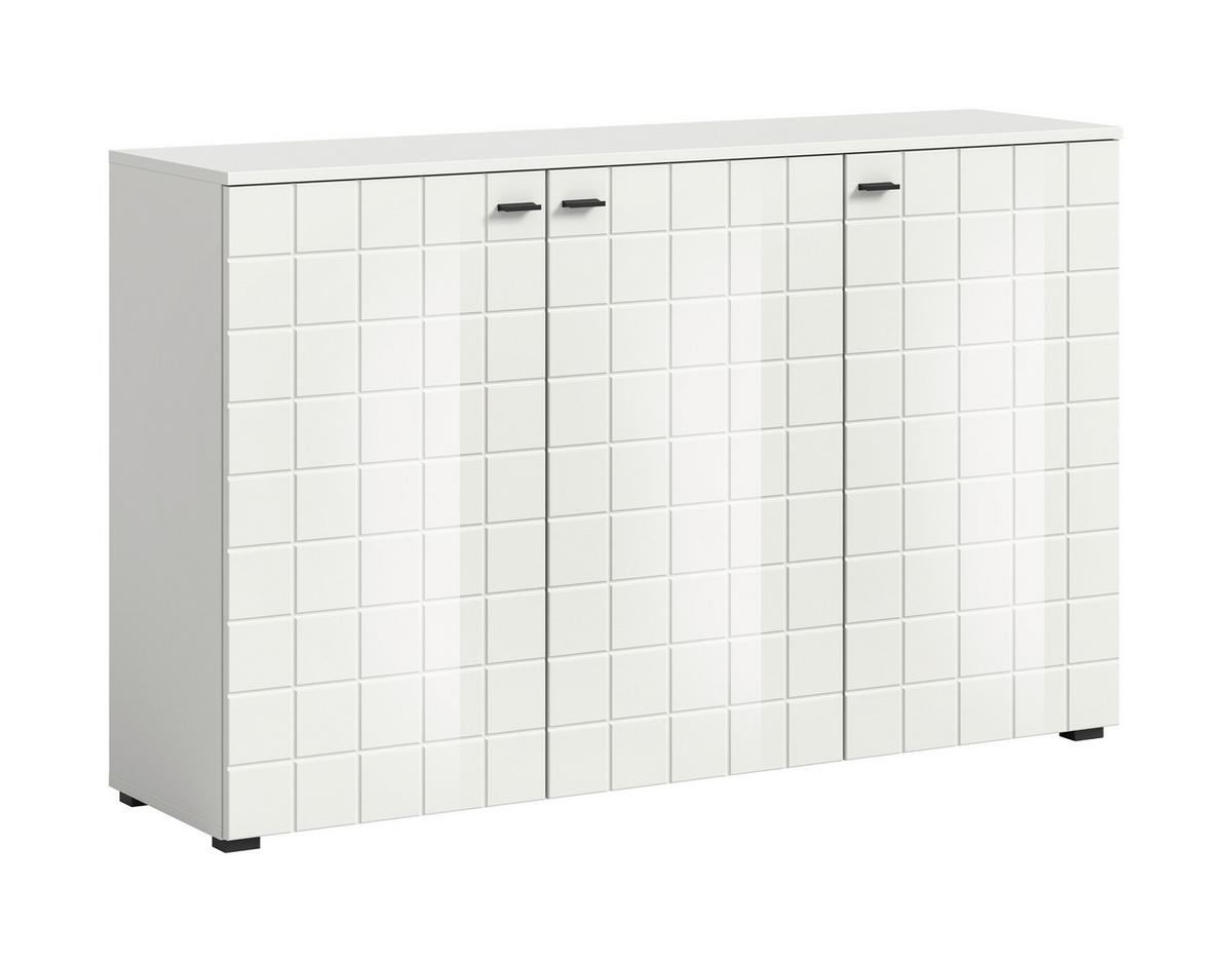 Sideboard Monte Weiß B: 138 Cm - Weiß Hochglanz/Schwarz, Design, Holzwerkstoff (138/87/37cm) - MID.YOU