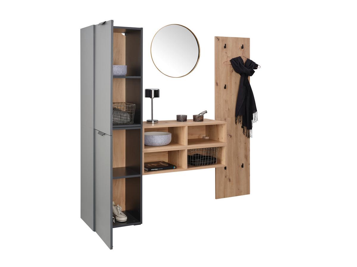 Garderobe Ciao Anthrazit/Eiche Dekor 3--Teilig - Anthrazit/Eiche Artisan, MODERN, Holzwerkstoff (160/160/37,6cm)