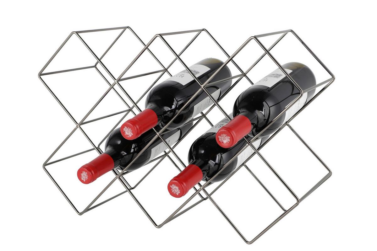 Weinregal Eisen Schwarz 8 Flaschen BxH 16,6x31cm - Schwarz, Basics, Metall (46/16,6/31cm) - Echtwerk