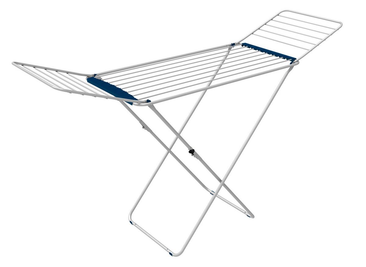 Wäscheständer Swan LxBxH: 178x55x106 cm, klappbar - Weiß/Dunkelblau, Basics, Kunststoff/Metall (178/55/106cm) - Homezone