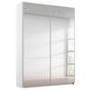 Schwebetürenschrank Mit Spiegel 131cm Reflect, Weiß - Silberfarben/Weiß, MODERN, Glas/Holzwerkstoff (131/210/59cm)