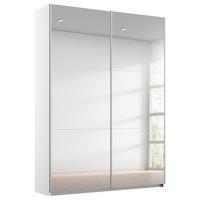 Schwebetürenschrank Reflect inkl. Inneneinteilung, 2 Körbe - Silberfarben/Weiß, MODERN, Holzwerkstoff (131/210/59cm)