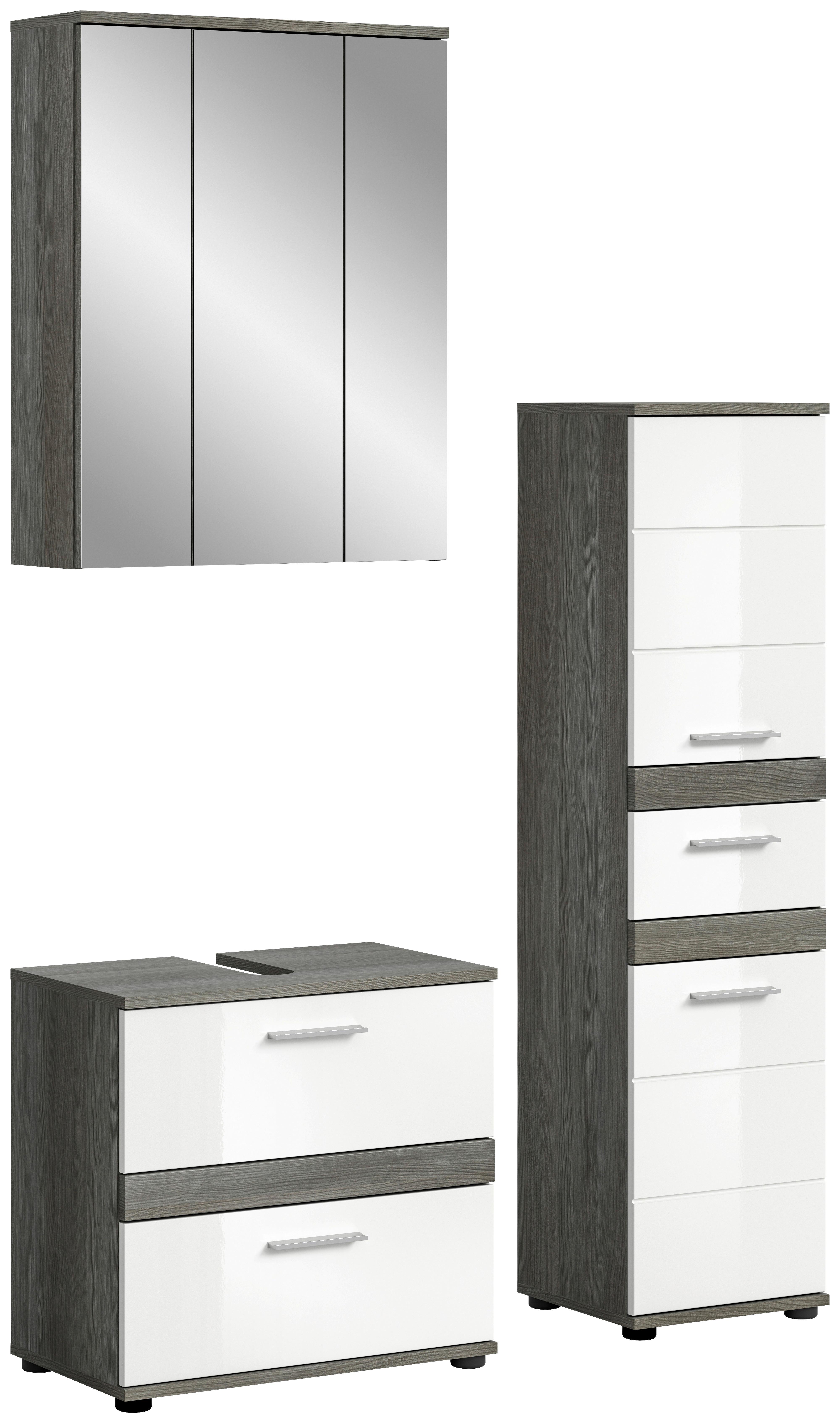 Badezimmer Blake Weiß Hg B: 105 Cm - Weiß Hochglanz/Schwarz, MODERN, Glas/Holzwerkstoff (105cm) - MID.YOU