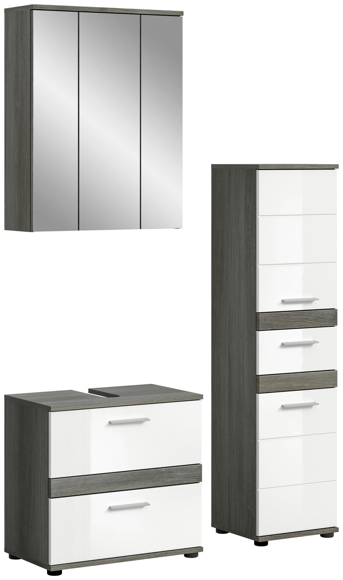 Badezimmer Blake Weiß Hg B: 105 Cm - Weiß Hochglanz/Schwarz, MODERN, Glas/Holzwerkstoff (105cm) - MID.YOU