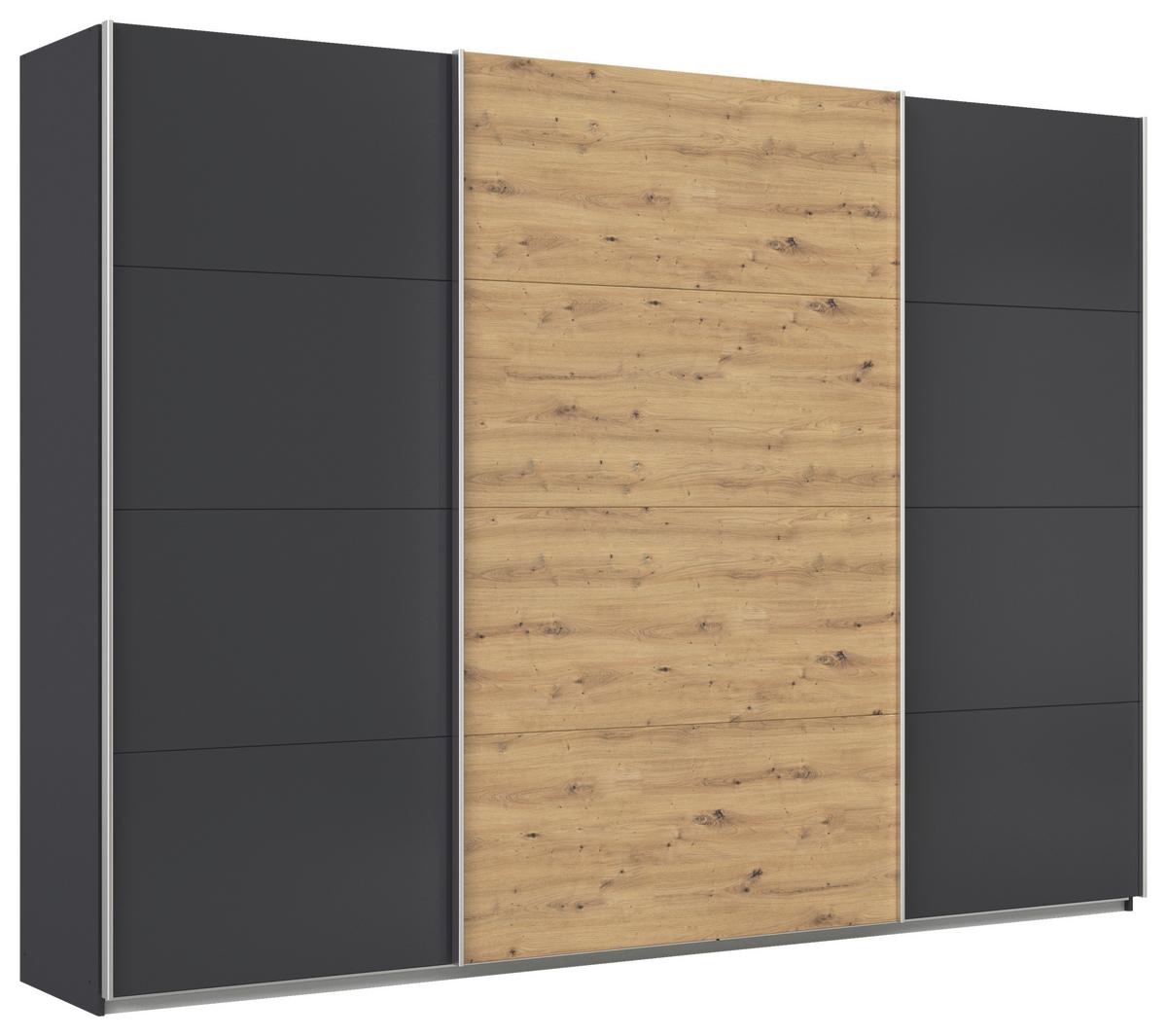 Schwebetürenschrank B: 315cm Feldkirch Grau/Eiche Dekor - Anthrazit/Eiche Artisan, MODERN, Holzwerkstoff (315/229/62cm)