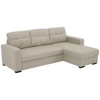 Eckschlafsofa Mediolan Silberfarben S: 240x160 cm - Sandfarben/Schwarz, Design, Textil (240/160cm) - Livetastic