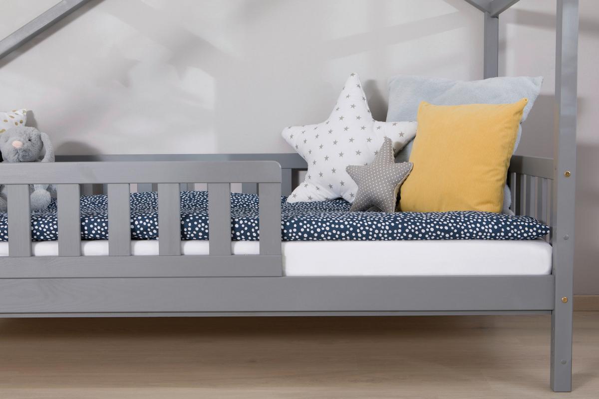 Hausbett Lou B: 90 cm Hellgrau Lou - Hellgrau/Weiß, MODERN, Holz/Textil (90/200cm) - MID.YOU