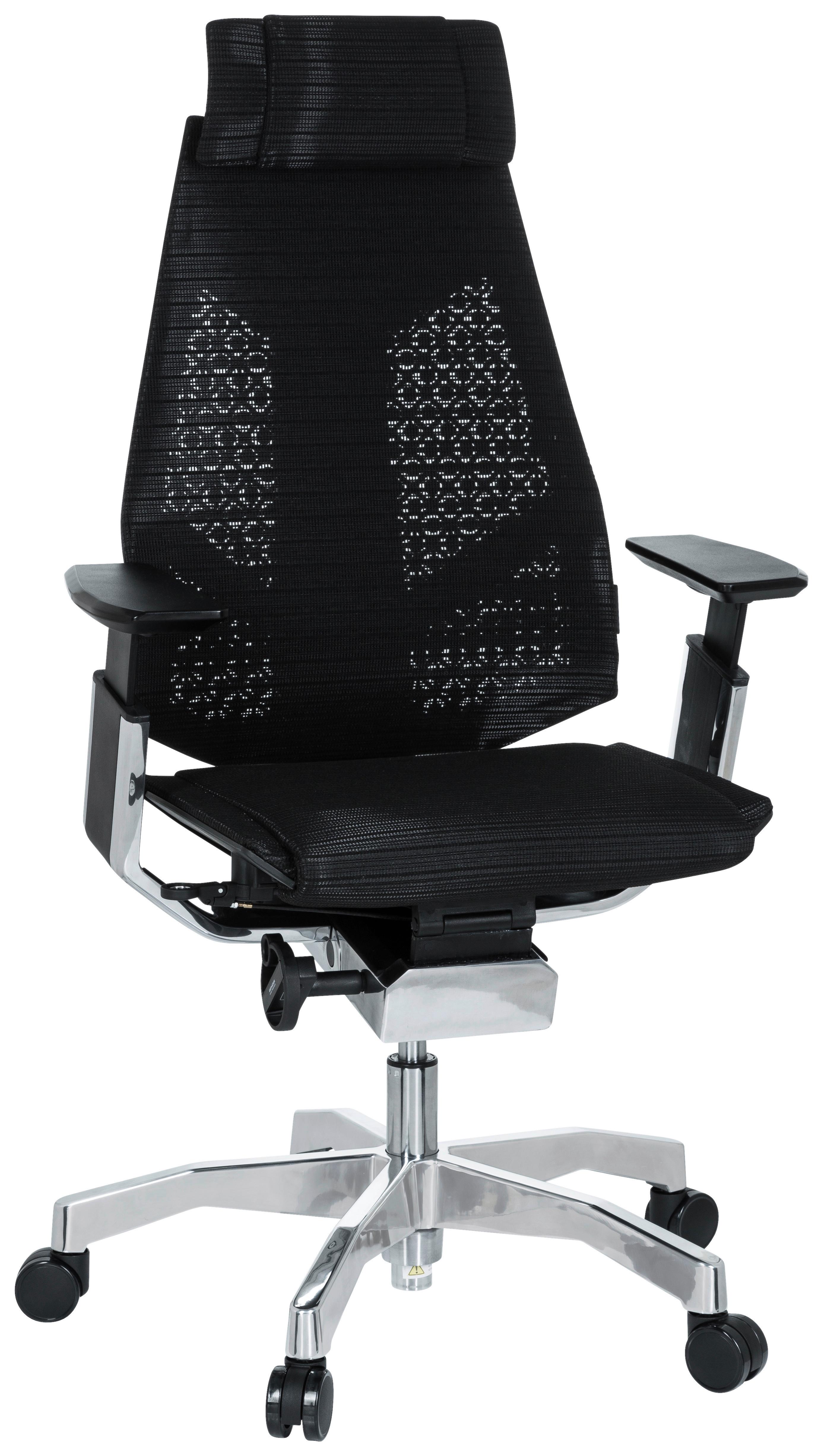 Drehstuhl Genidia Pro Höhenverstellbar Schwarz - Alufarben/Schwarz, MODERN, Kunststoff/Textil (57/134/46cm) - MID.YOU