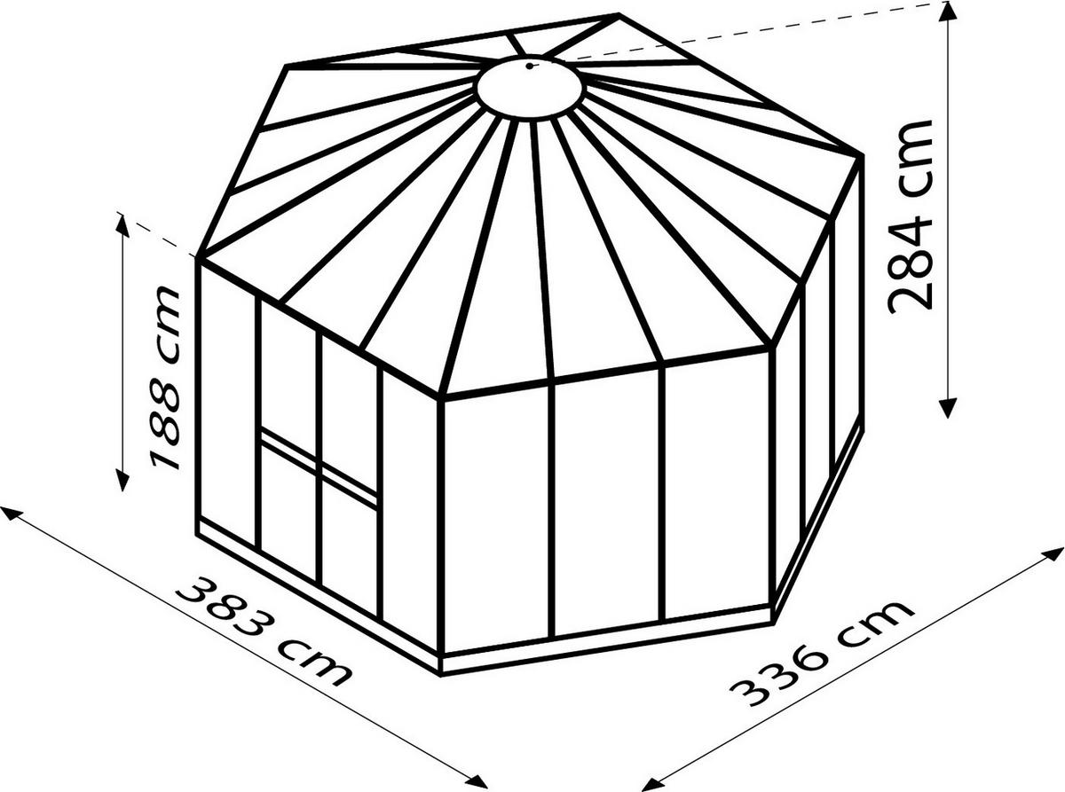 Gewächshausbausatz Hera 9000 9 M2 Metall/Kunststoff/Glas - Weiß, Basics, Glas/Kunststoff (336,0/283,7/383,3cm)