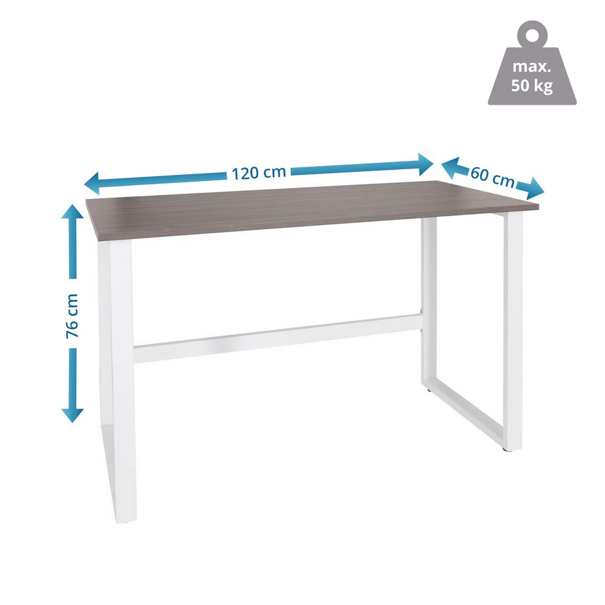 Schreibtisch Workspace Light I Grau/Weiß - Weiß/Grau, Basics, Holzwerkstoff/Metall (120/60/76cm) - MID.YOU