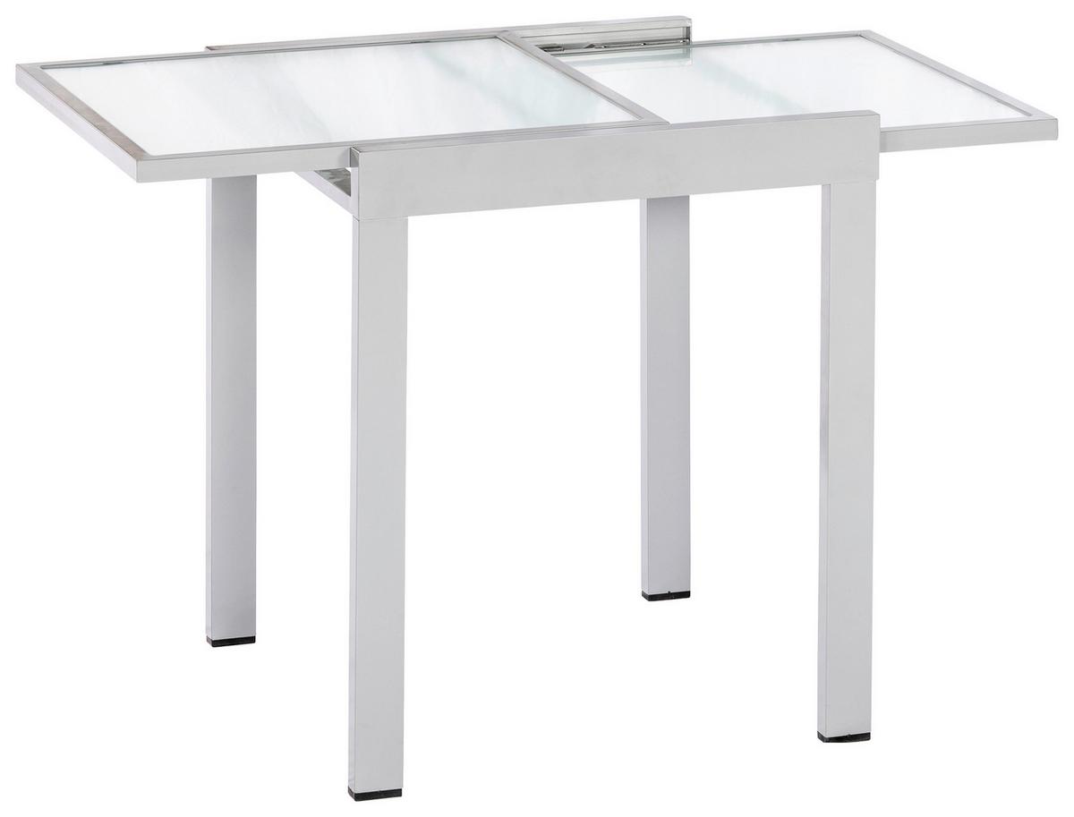 Gartentisch ausziehbar Metall/ Glas L: 65/130 cm - Silberfarben, KONVENTIONELL, Glas/Metall (65/130/65/75cm) - Gardenson