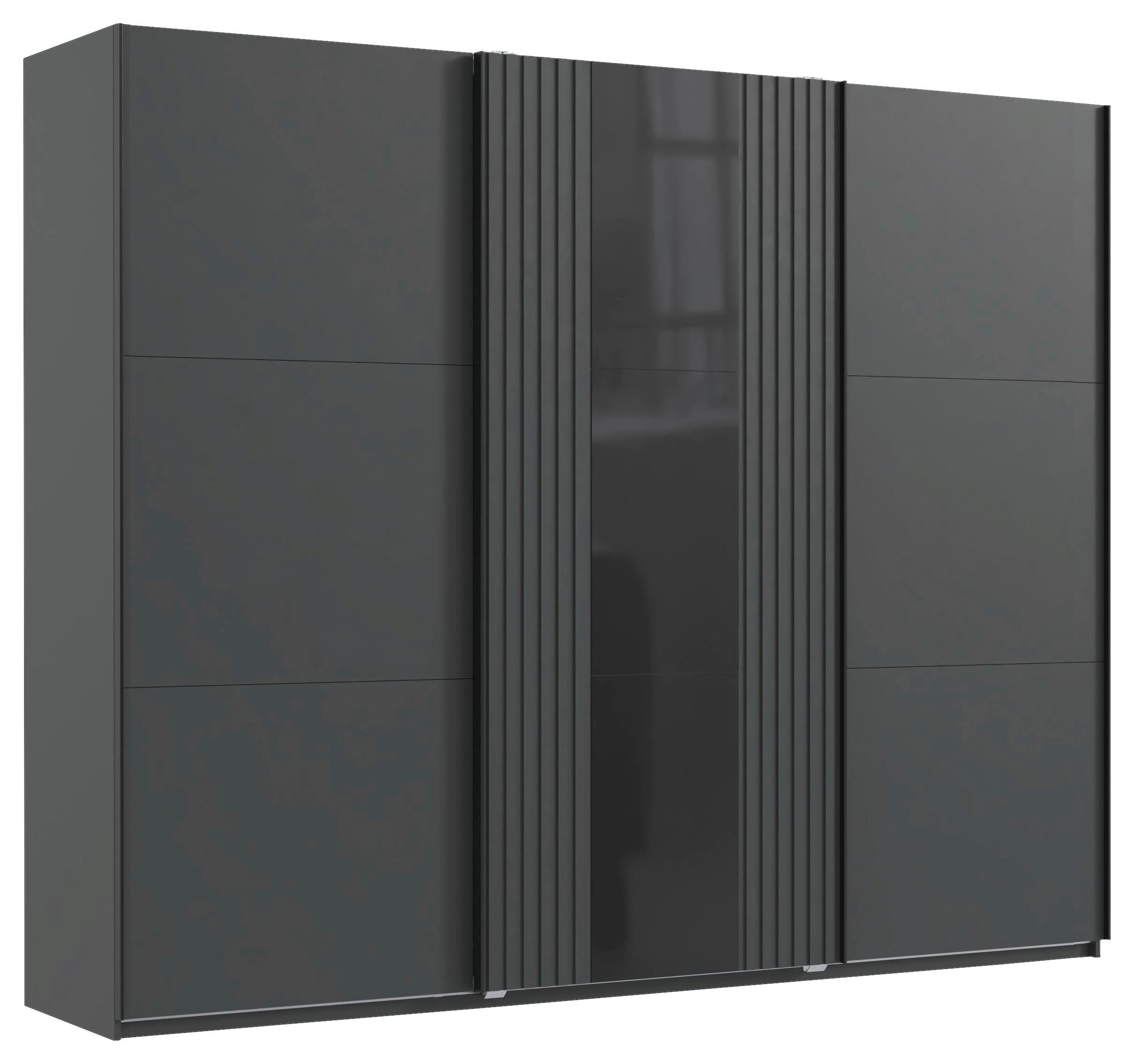 Schwebetürenschrank B: 250 cm Atlanta Graphit/Schwarz
