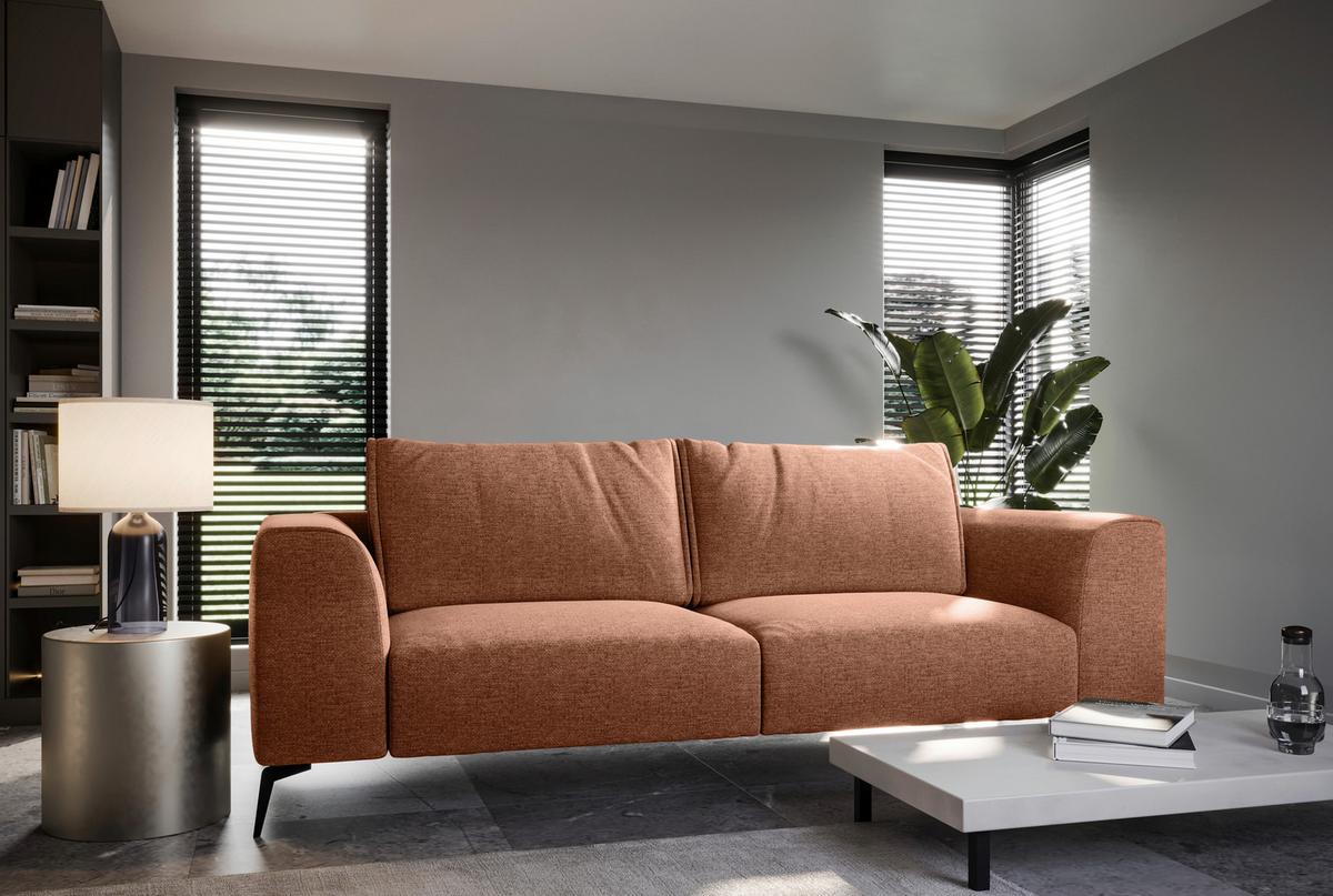 Trojmiestna pohovka SEUL, oranžová - oranžová/čierna, Design, kov/drevo (246/87/88cm) - MID.YOU