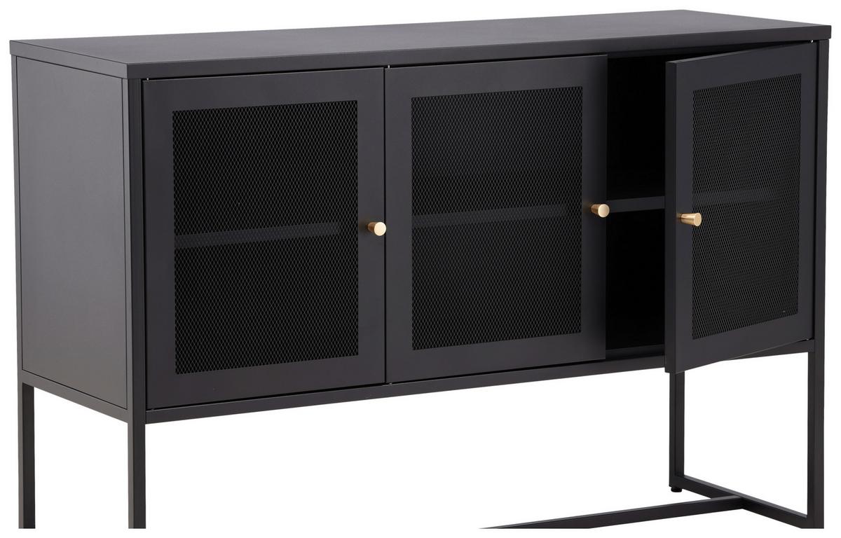 Sideboard Malla - Schwarz, Design, Metall (120/80/40cm) - Livetastic