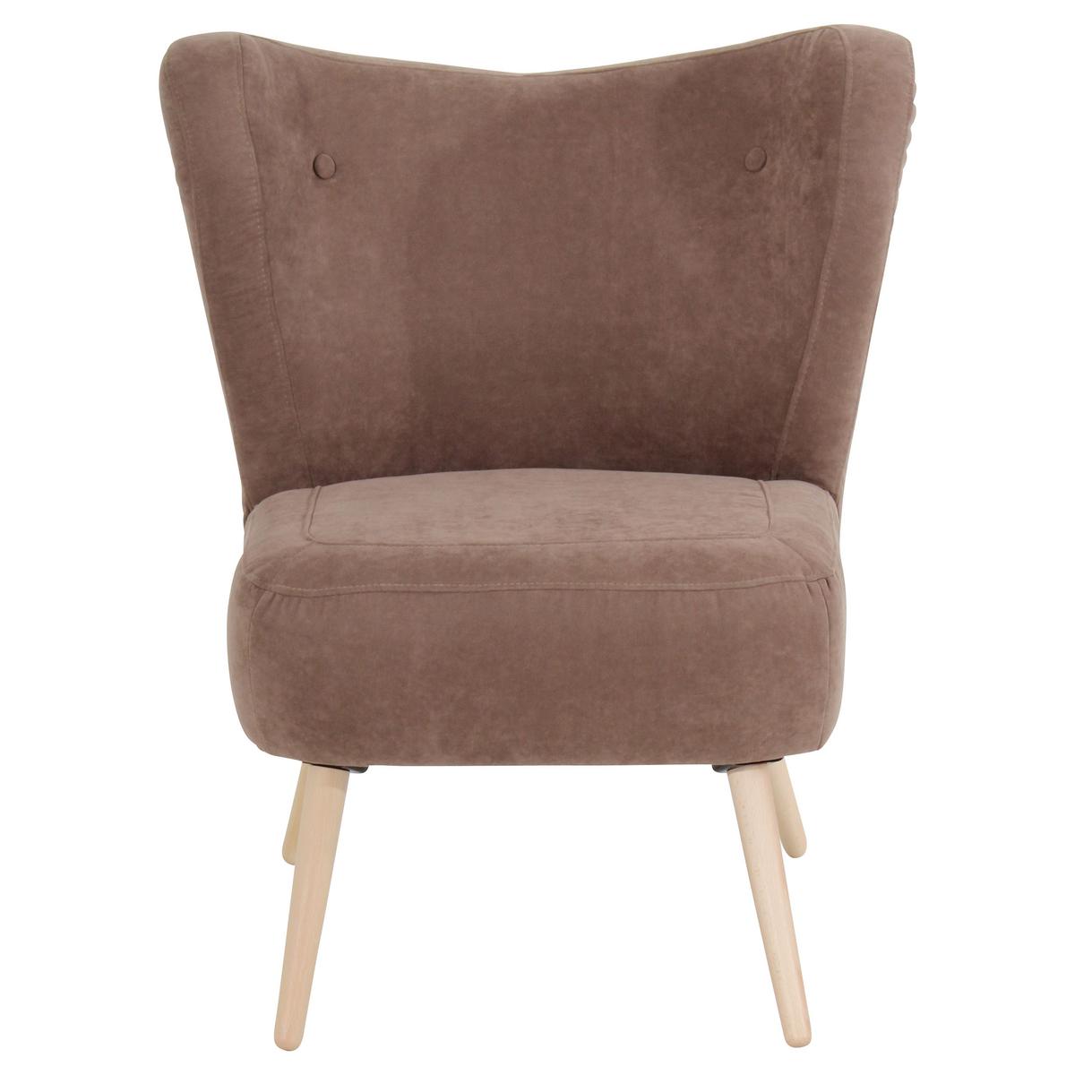 Polstersessel Sari Velours Hellbraun - Hellbraun/Naturfarben, Design, Textil (70/86/69cm) - Max Winzer