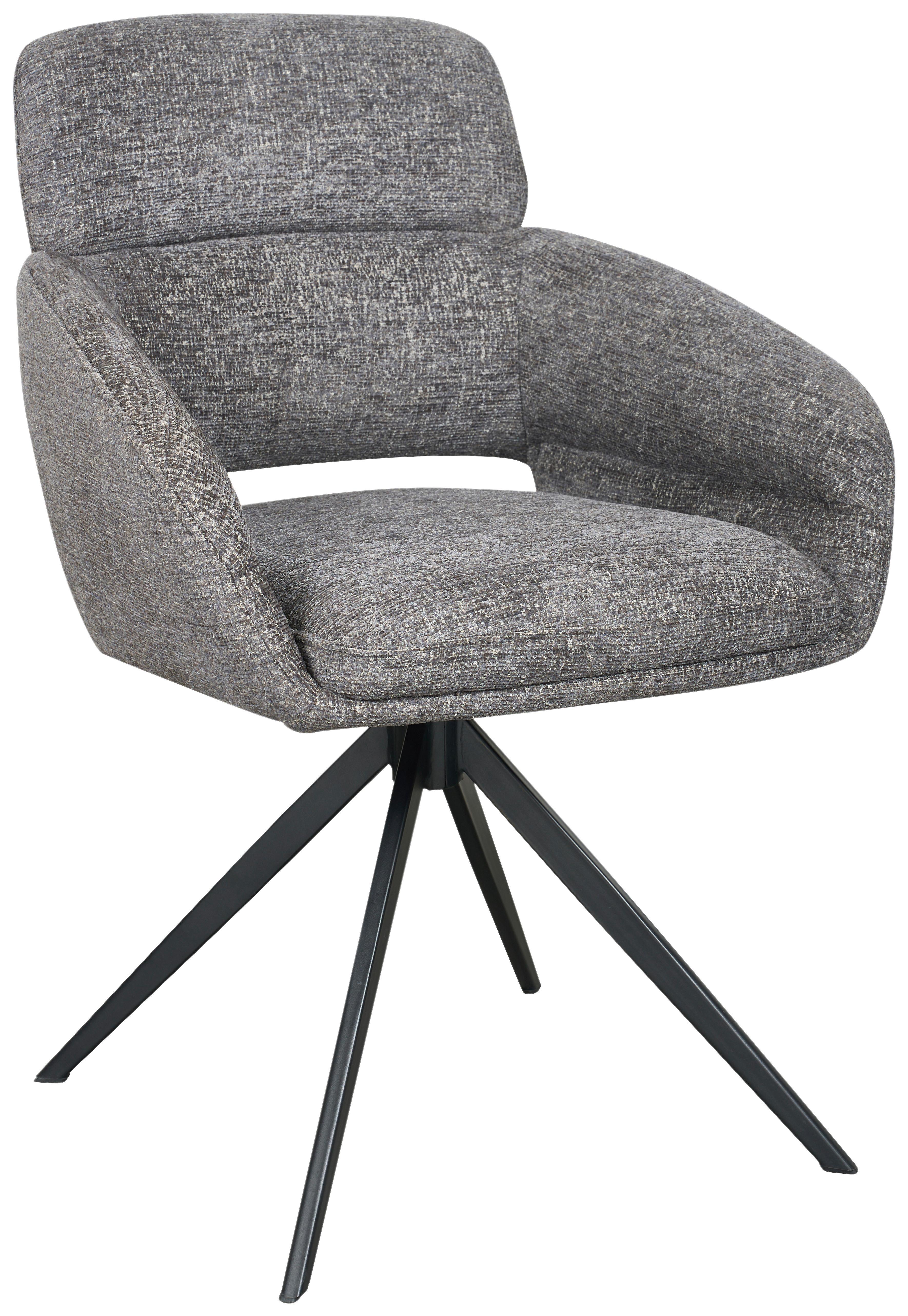 Armlehnstuhl Lyon Grau B: 57,5 cm - Schwarz/Grau, MODERN, Textil/Metall (57,5/85/61cm) - Livetastic