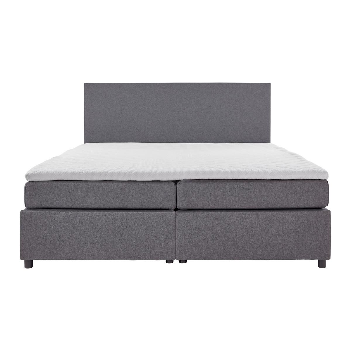 Boxspring posteľ MELIA, 180x200, sivá - čierna/sivá, Modern, drevo/kompozitné drevo (180/200cm)