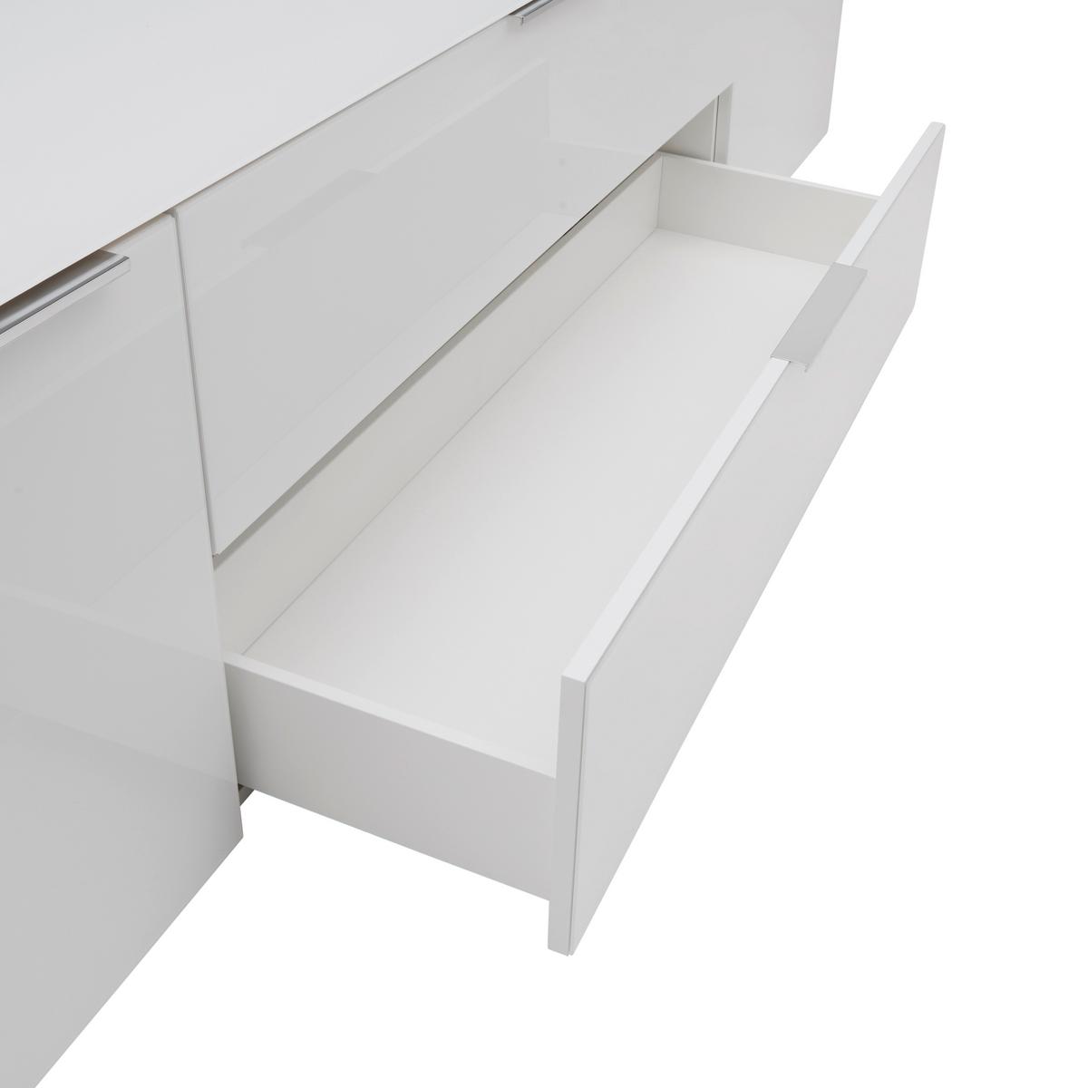 TV komoda Siena sklo, bílá - bílá/černá, Moderní, kov/kompozitní dřevo (226/55/40cm) - Premium Living