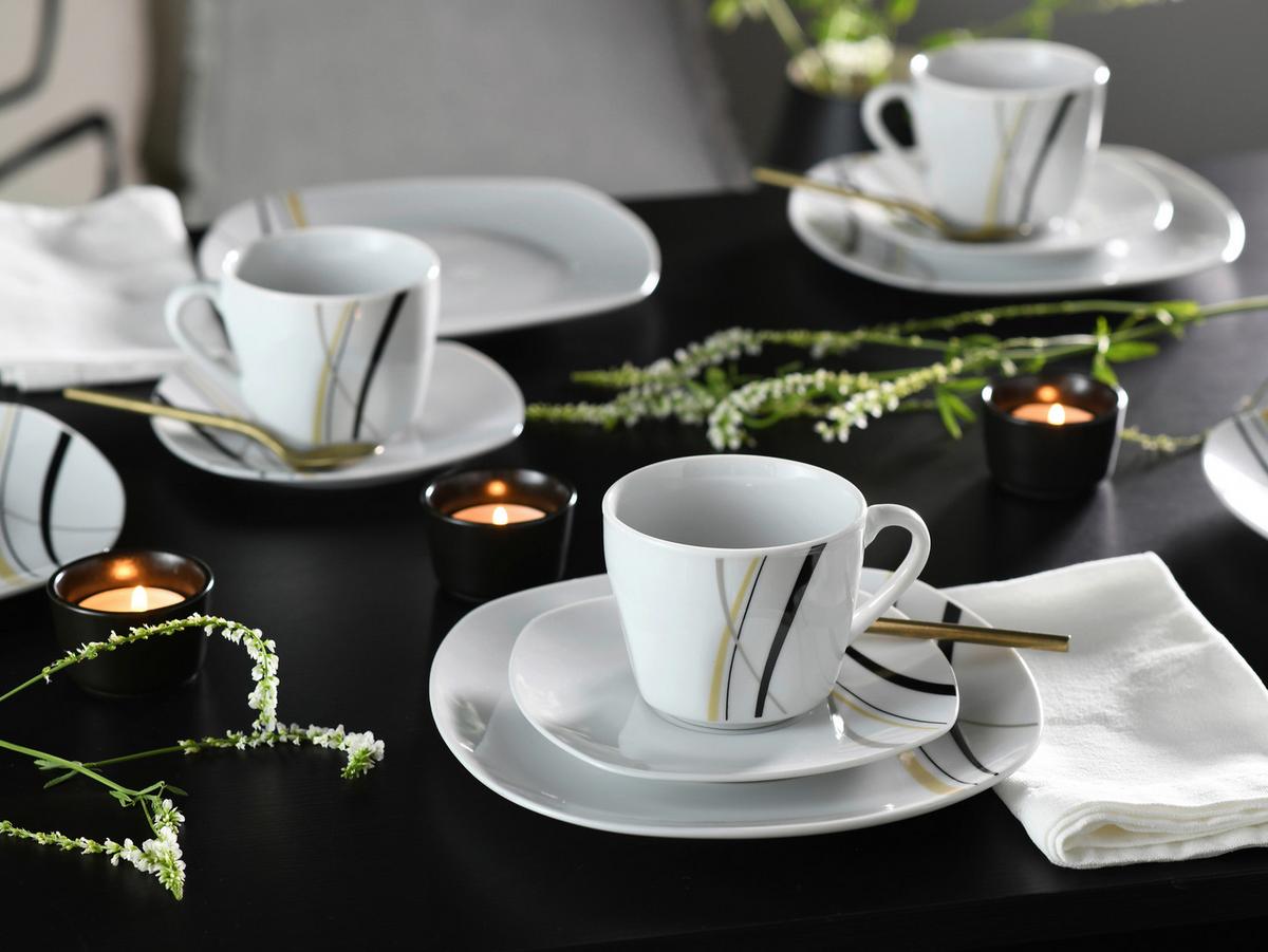 Kaffeeservice Square City Line 18--Teilig., Weiß - Weiß, Trend, Keramik - Creatable