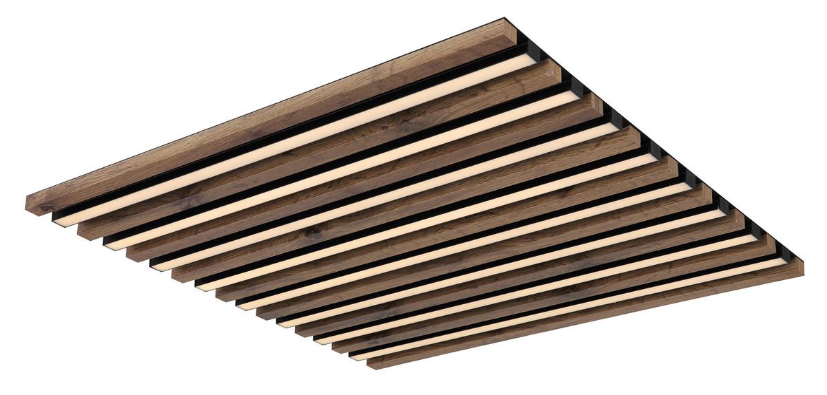 LED-DECKENLEUCHTE 67347D3CCT HAYDEN - Dunkelbraun/Schwarz, Natur, Holzwerkstoff/Kunststoff (60/60/6cm) - Globo