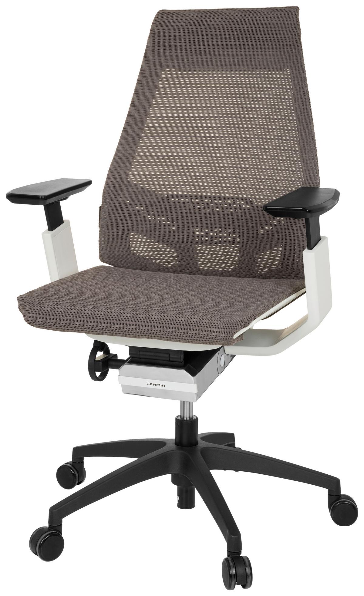 Drehstuhl Genidia Smart White Armstützen Grau Bis 120kg - Schwarz/Weiß, MODERN, Kunststoff/Textil (70/112/55cm) - MID.YOU