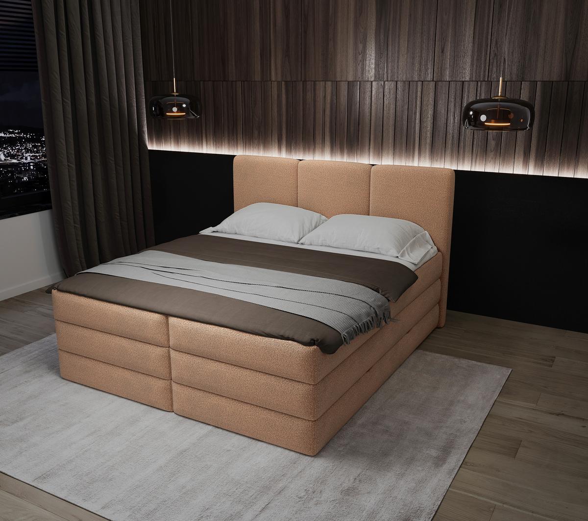 Boxspringbett mit Bettkasten 160x200 cm Castel V - Terracotta/Schwarz, MODERN, Holz/Holzwerkstoff (160/200cm) - MID.YOU