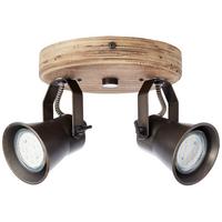 Deckenleuchte Seed L: 16 cm Schwenkbar - Schwarz, Natur, Holz/Metall (16/13/23cm) - Brilliant