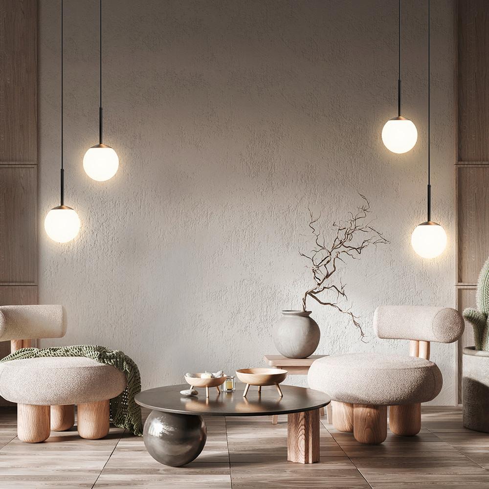 Pendelleuchte Basic Form - Schwarz/Weiß, Trend, Glas/Metall (15/180cm) - MAYTONI