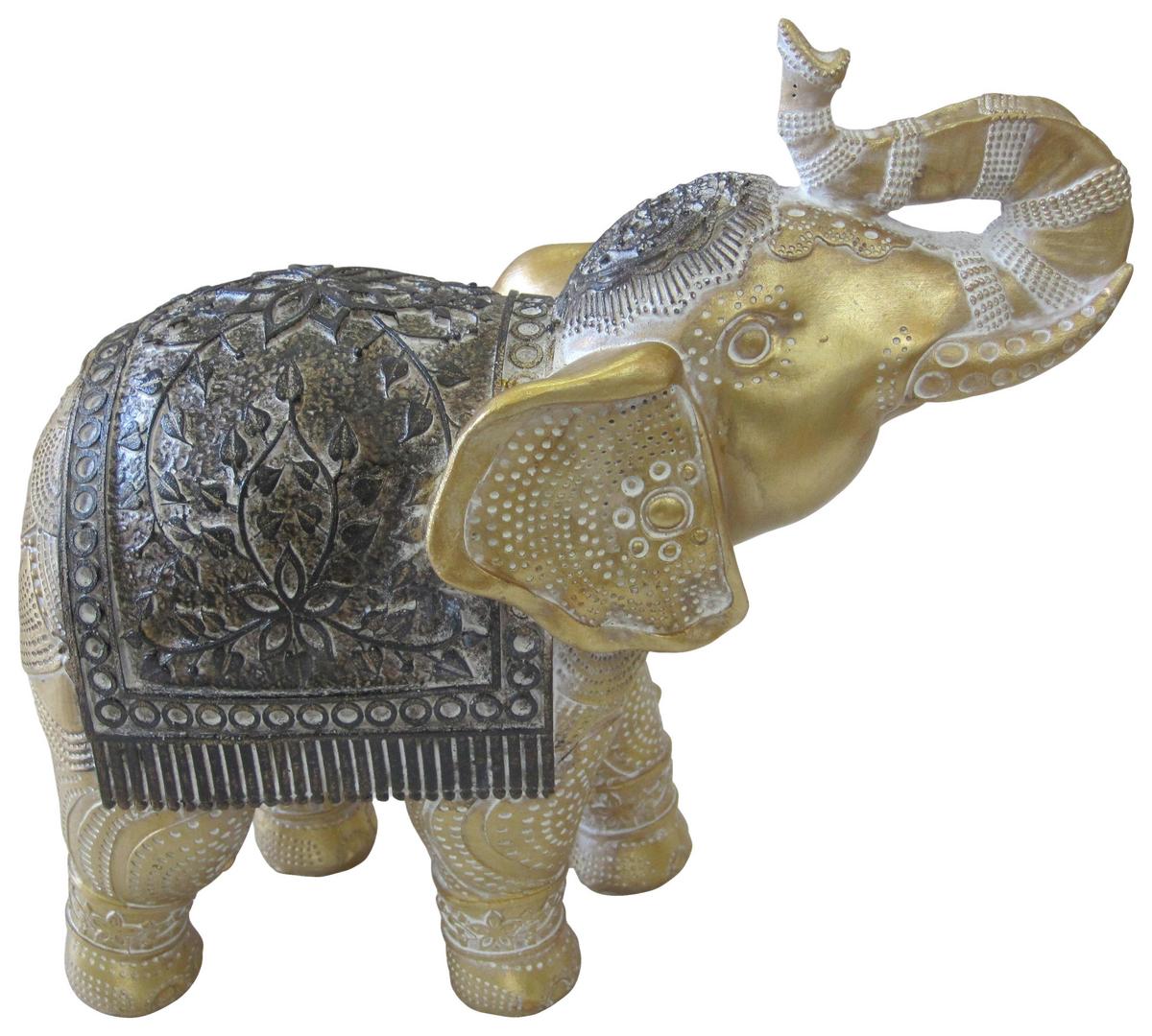 Dekoelefant Pascal - Goldfarben/Braun, KONVENTIONELL, Kunststoff (25/10/23cm) - Luca Bessoni