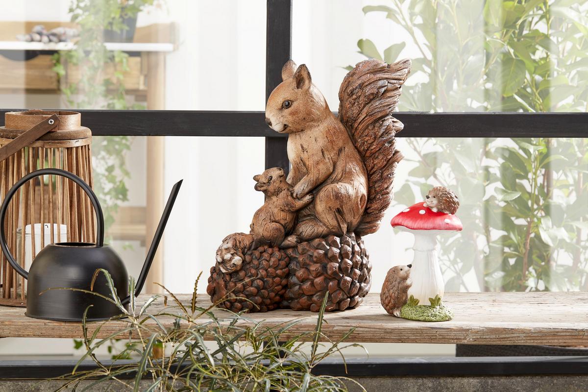 Dekofigur Eichhörnchen H: 37,7 Cm Naturstein Für Indoor - Braun, KONVENTIONELL, Stein (32,3/19/37,7cm) - Ondega
