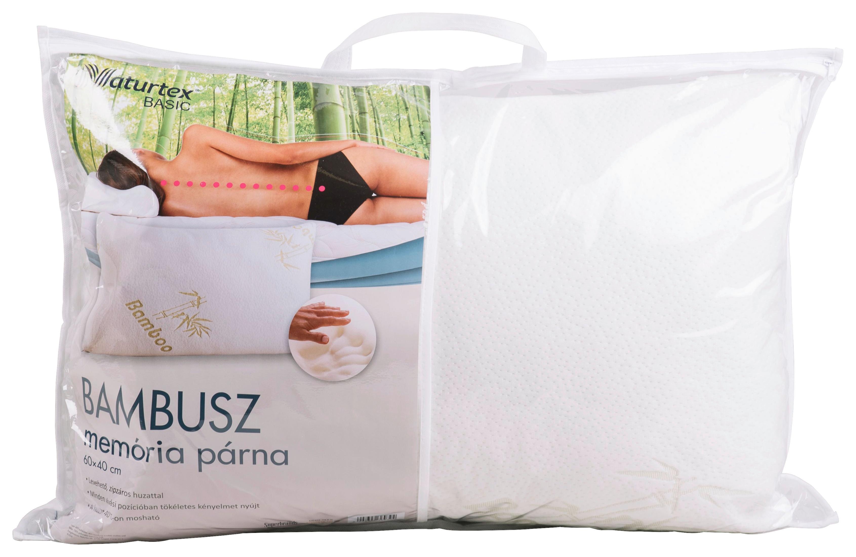 Párna Memory Bambusz Kb.60/40cm - fehér, textil (60/40/14cm) - Naturtex