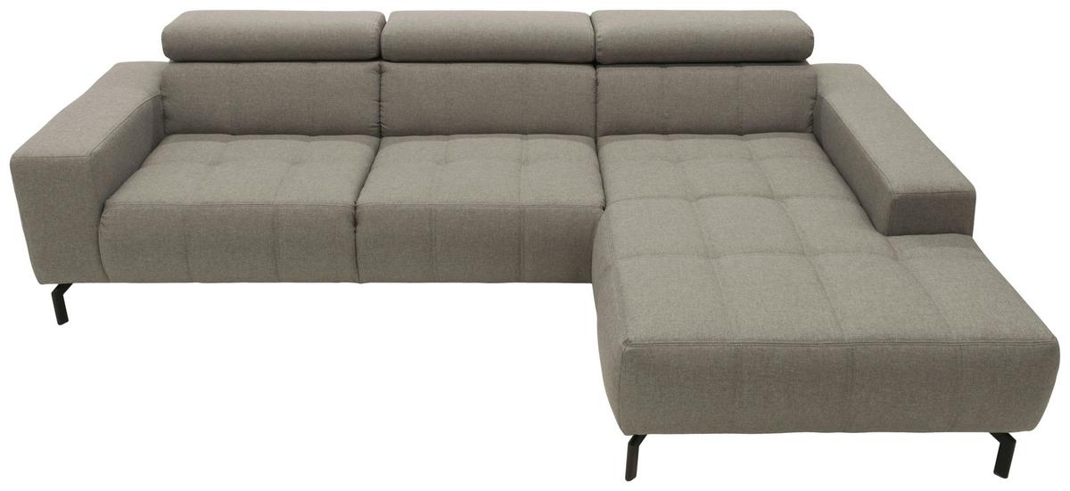 Ecksofa Cunelli Silberfarben Webstoff - Silberfarben/Schwarz, Design, Textil (292/175cm) - MID.YOU