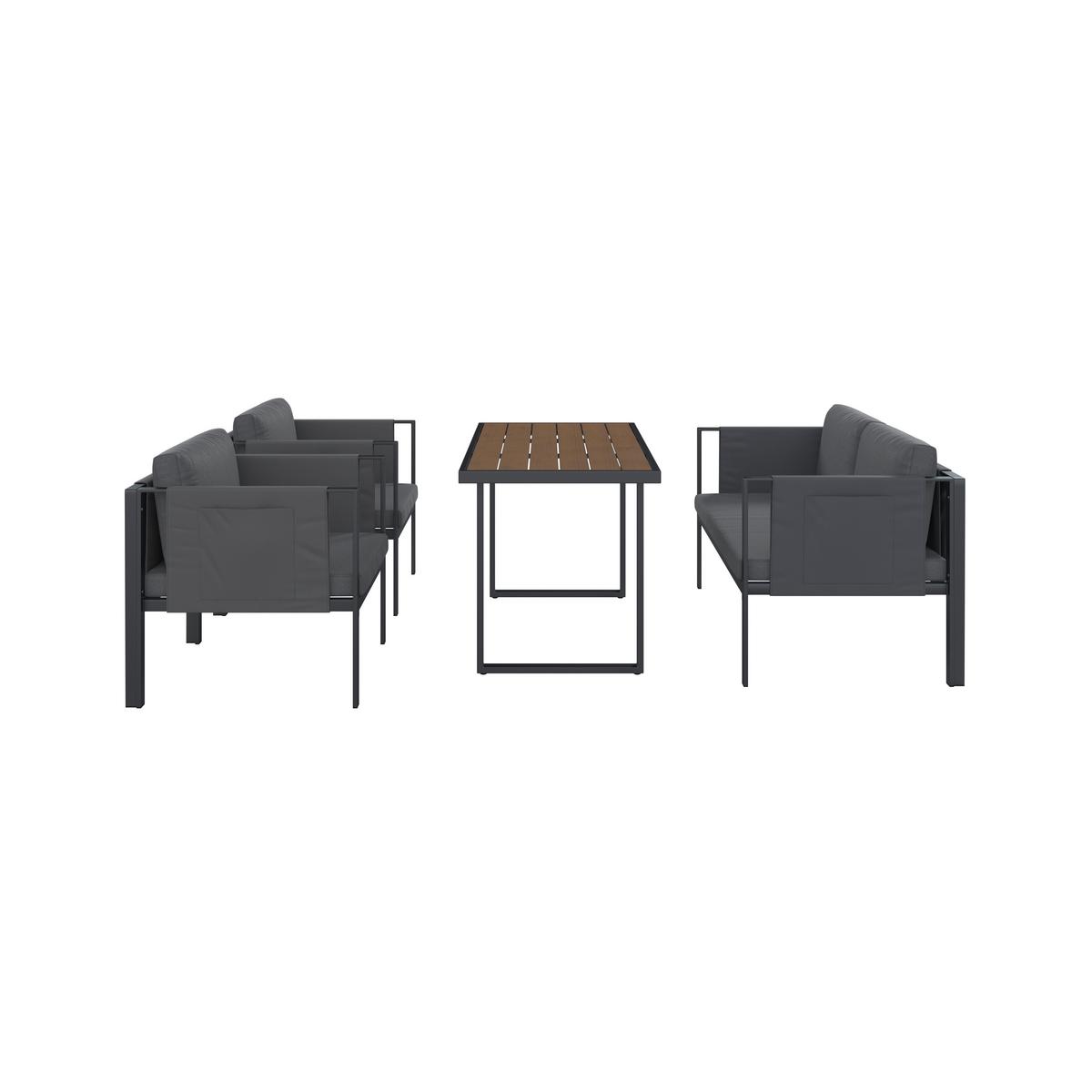 Loungegarnitur 4-tlg Padua Metall/kunststoff Mit Kissen - Dunkelgrau/Schwarz, MODERN, Holz/Kunststoff - Beldano