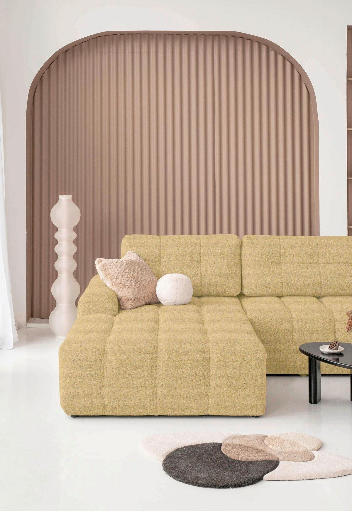 Wohnlandschaft Lulu Gelb U: 184x333x213cm - Gelb/Schwarz, Design, Textil (184/333/213cm) - MID.YOU