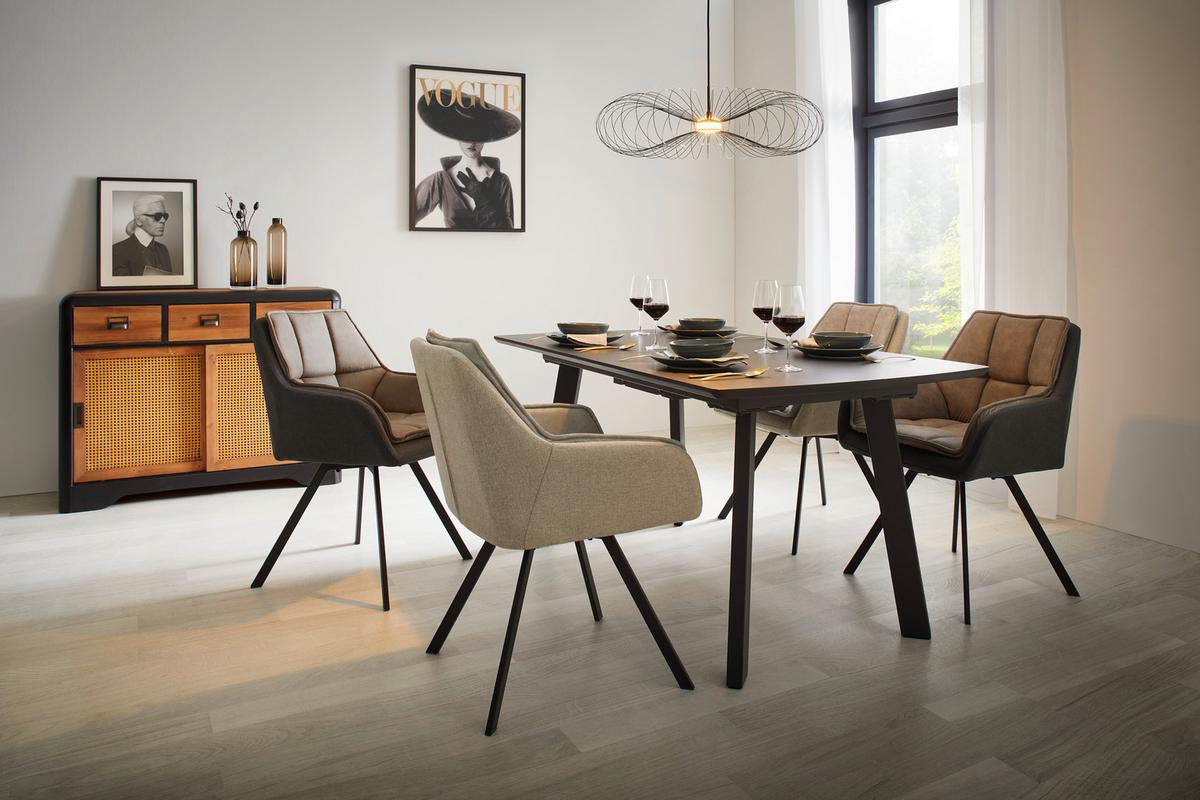 Židle s podroučkami BILLY tmavěšedá - šedá/černá, Moderní, kov/textil (62/85/62cm) - P & B