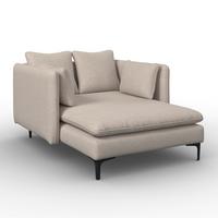 Relaxačné ležadlo SANDY, sivobéžová ženilka, max.140 kg - čierna/sivobéžová, Modern, kov/drevo (120/74/160cm) - Bessagi Home