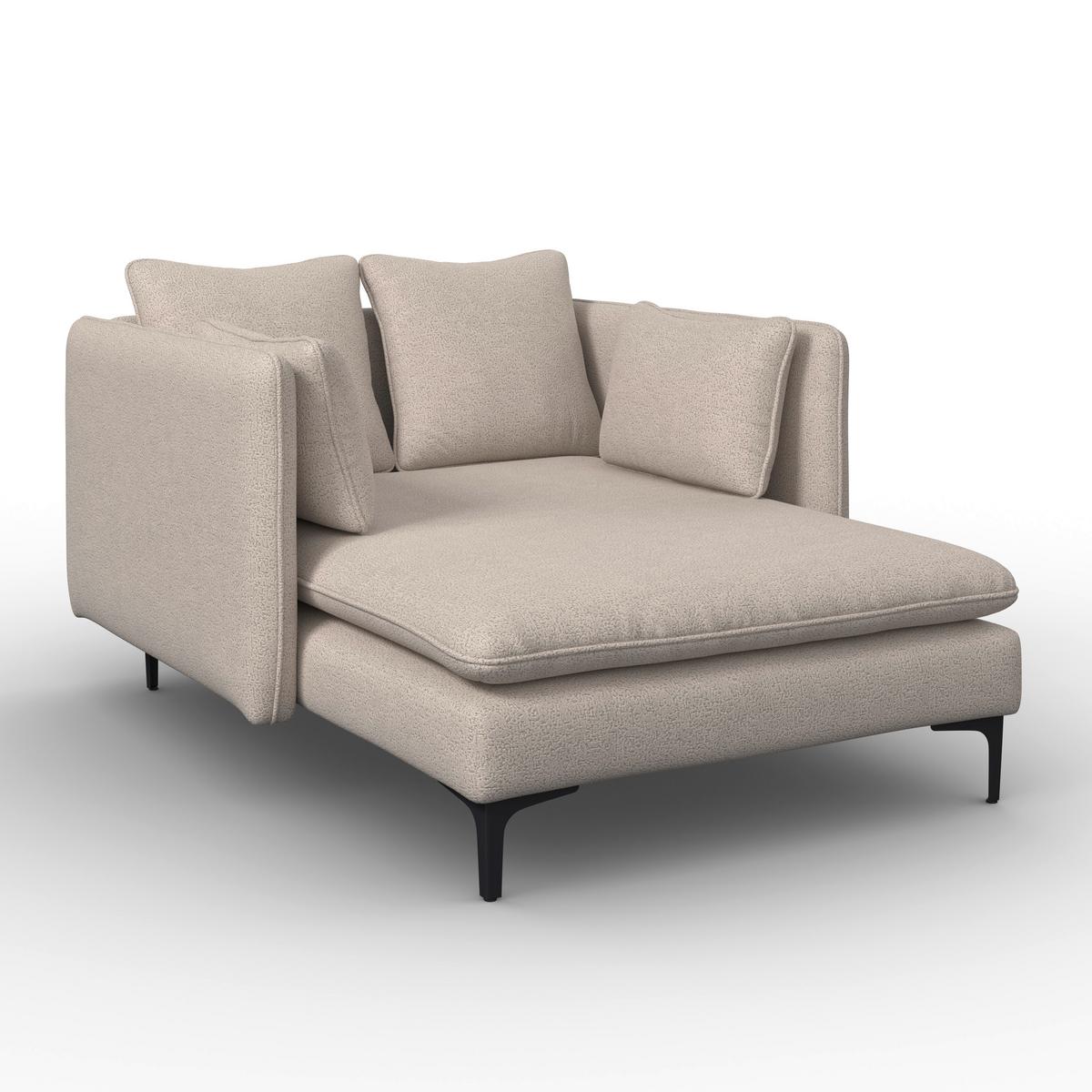 Relaxačné ležadlo SANDY, sivobéžová ženilka, max.140 kg - čierna/sivobéžová, Modern, kov/drevo (120/74/160cm) - Bessagi Home