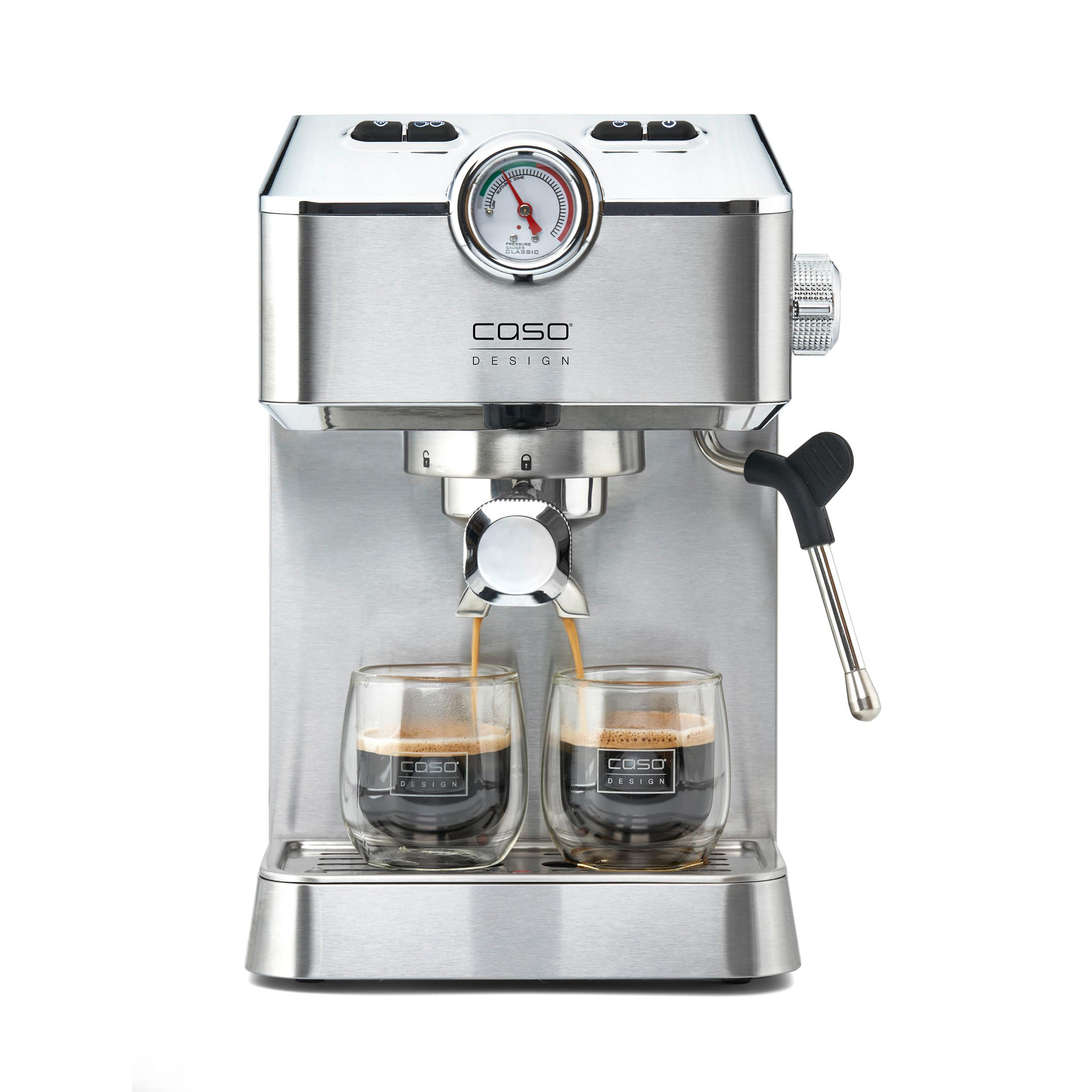 Espressomaschine 1820 - Edelstahlfarben/Schwarz, Basics (19,5/30,5/25,5cm) - CASO Design