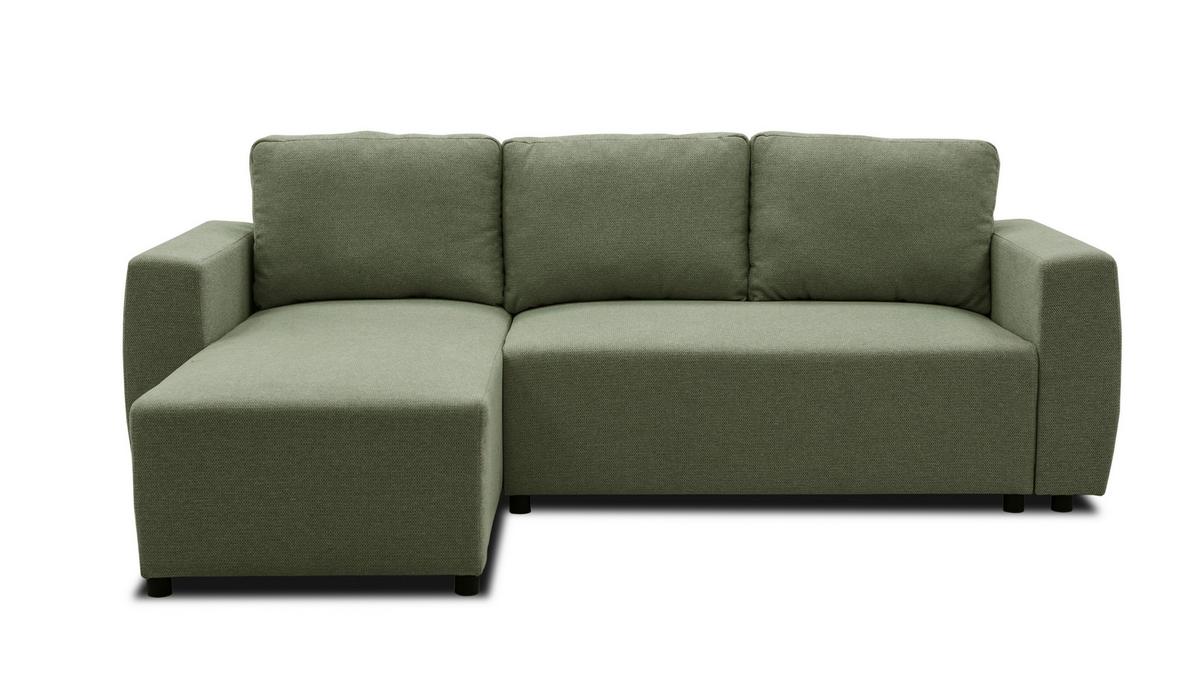 Ecksofa Pharell - Schwarz/Olivgrün, Basics, Textil (155/230cm) - Livetastic