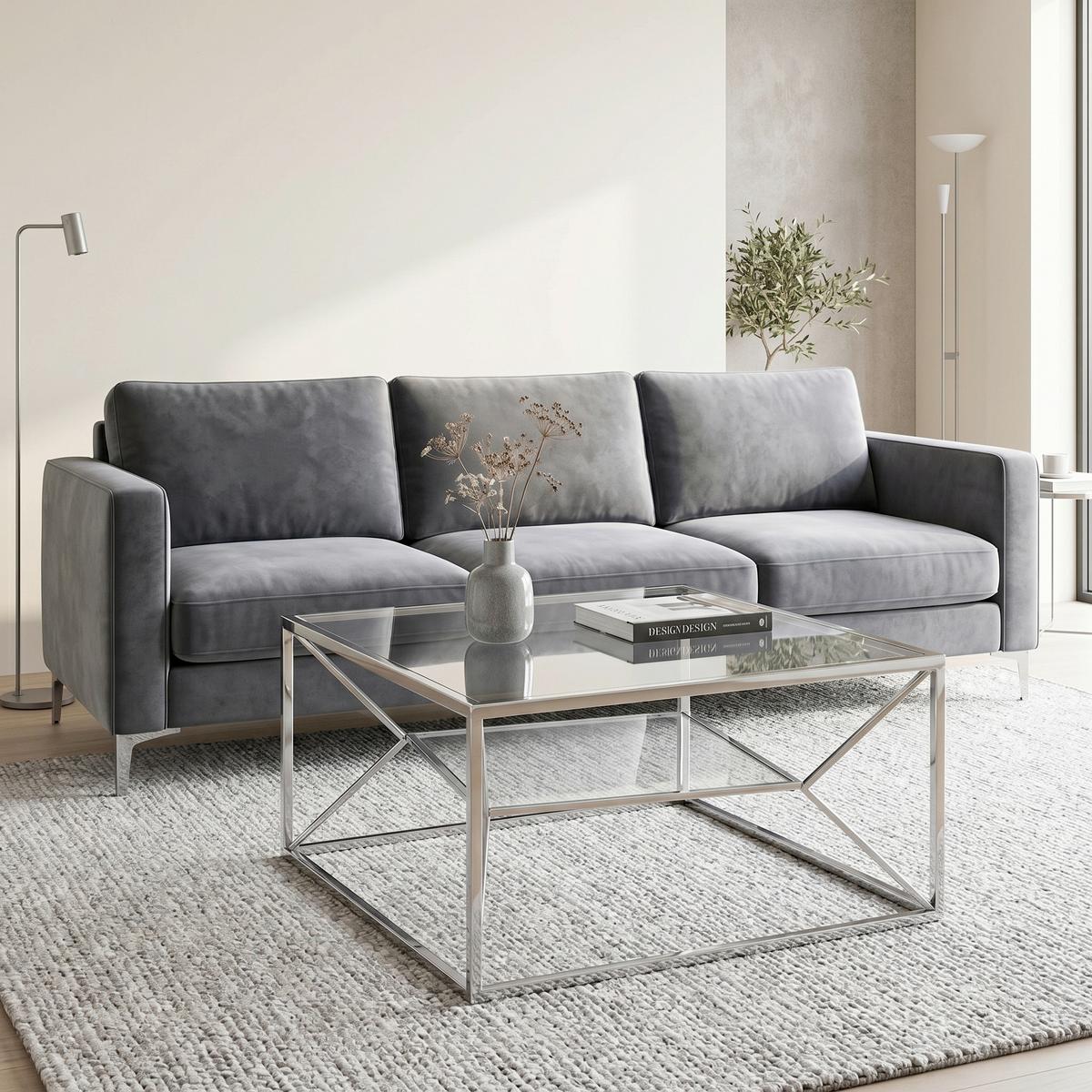 KONFERENČNÝ STOLÍK ANGEL II - chrómová, Modern, kov/sklo (70/70/38cm) - Mömax